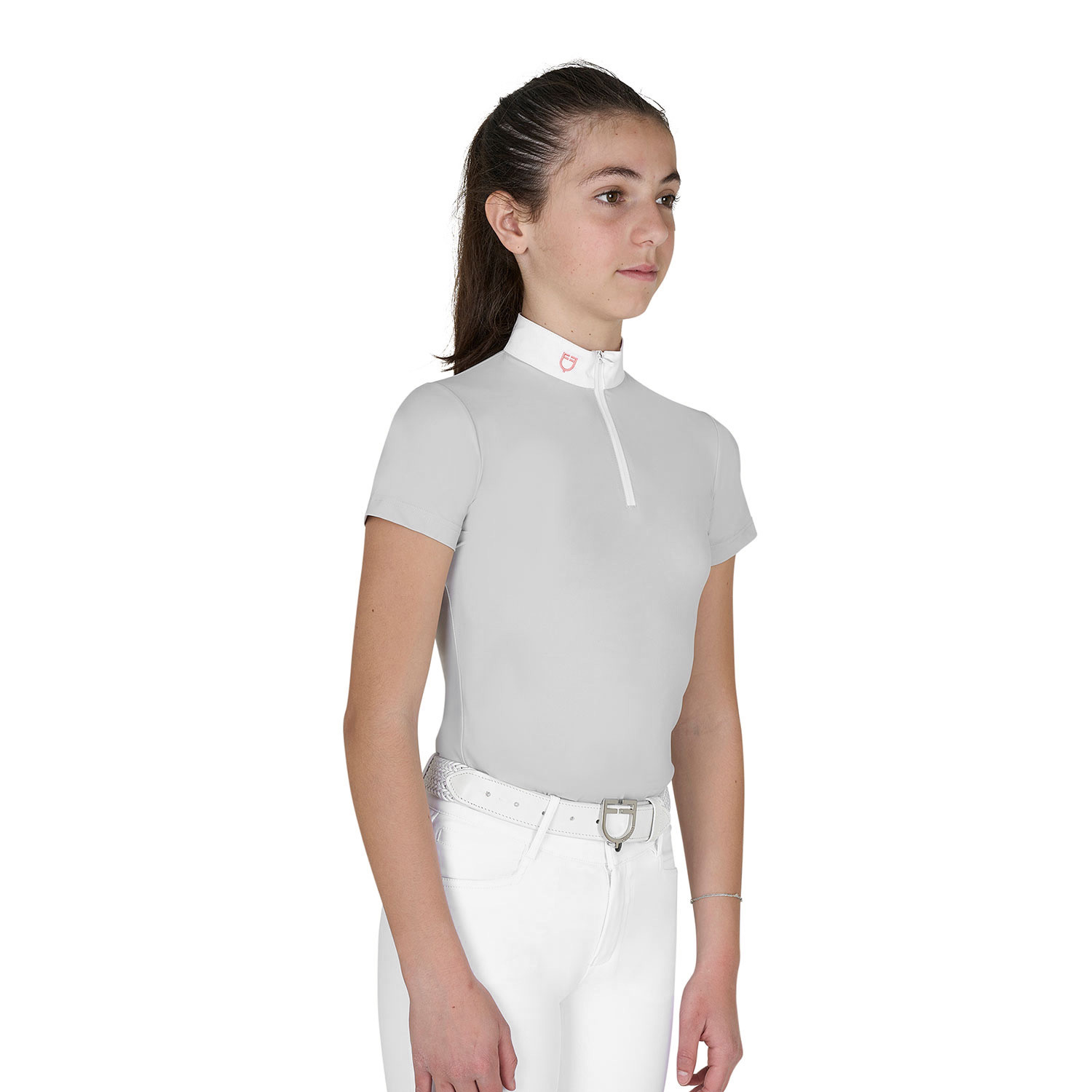 Mädchen-Turnierpolo Slim Fit mit Reißverschluss