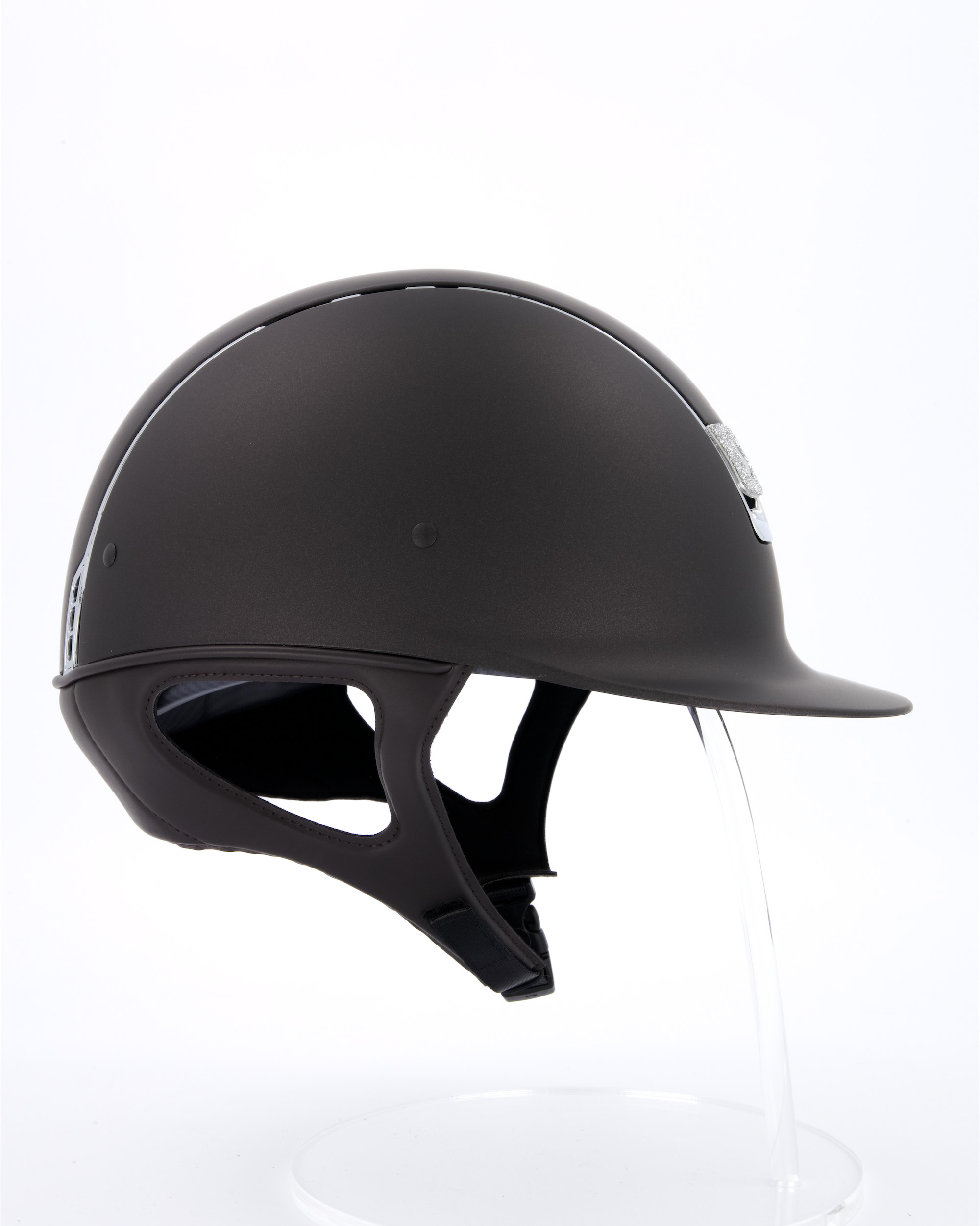 Riding helmet Shadowmatt Chrome Blason Crystal Fabric silver in brown