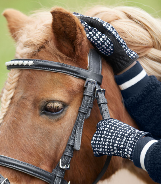 Kids riding glove Lucky Dora in midnight blue