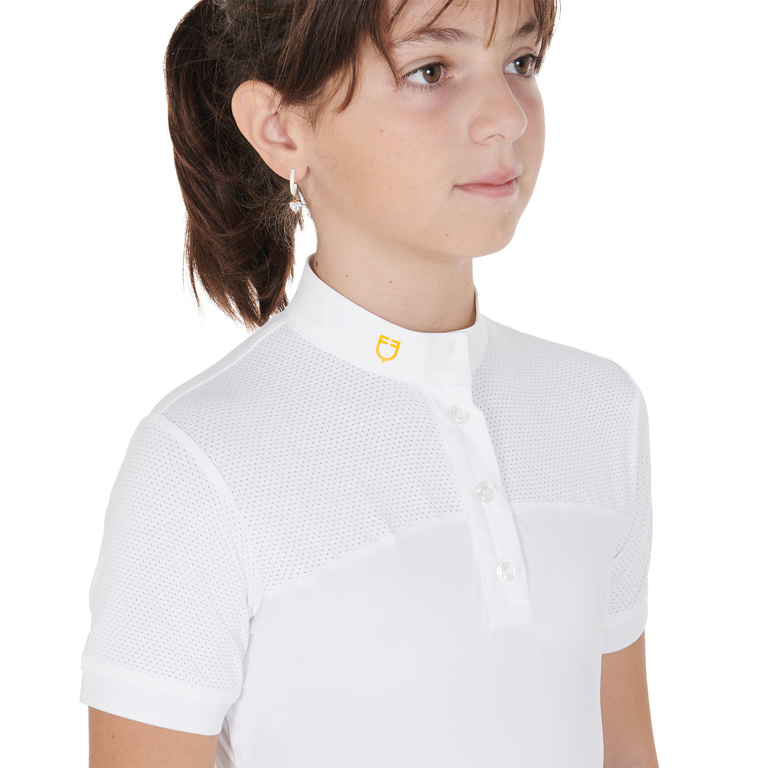 Mädchen-Turnierpolo Slim Fit mit perforiertem Stoff