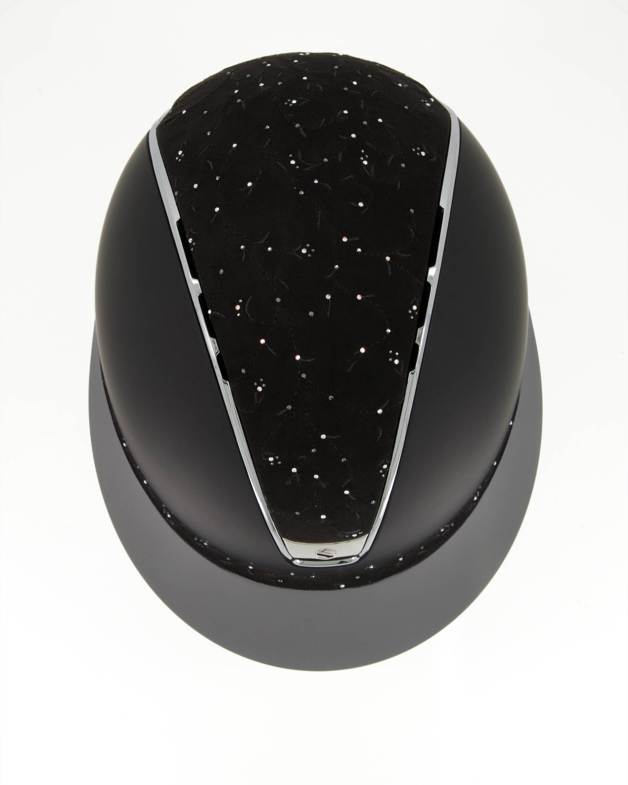 Reithelm 2.0 Miss Shield Shadowmattblack, Top u. Frontal Band Floral, Trim und Blason Chrome Silver
