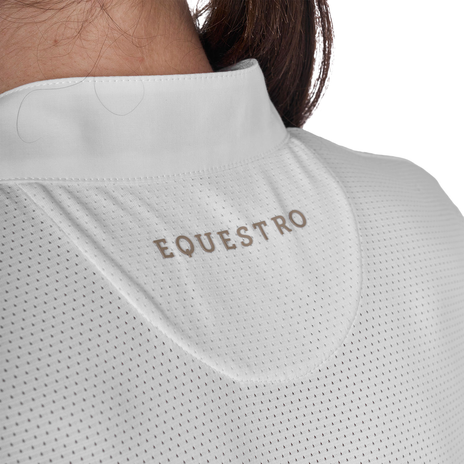 Schmal geschnittenes Damen-Poloshirt aus Funktionsmaterial und Mesh