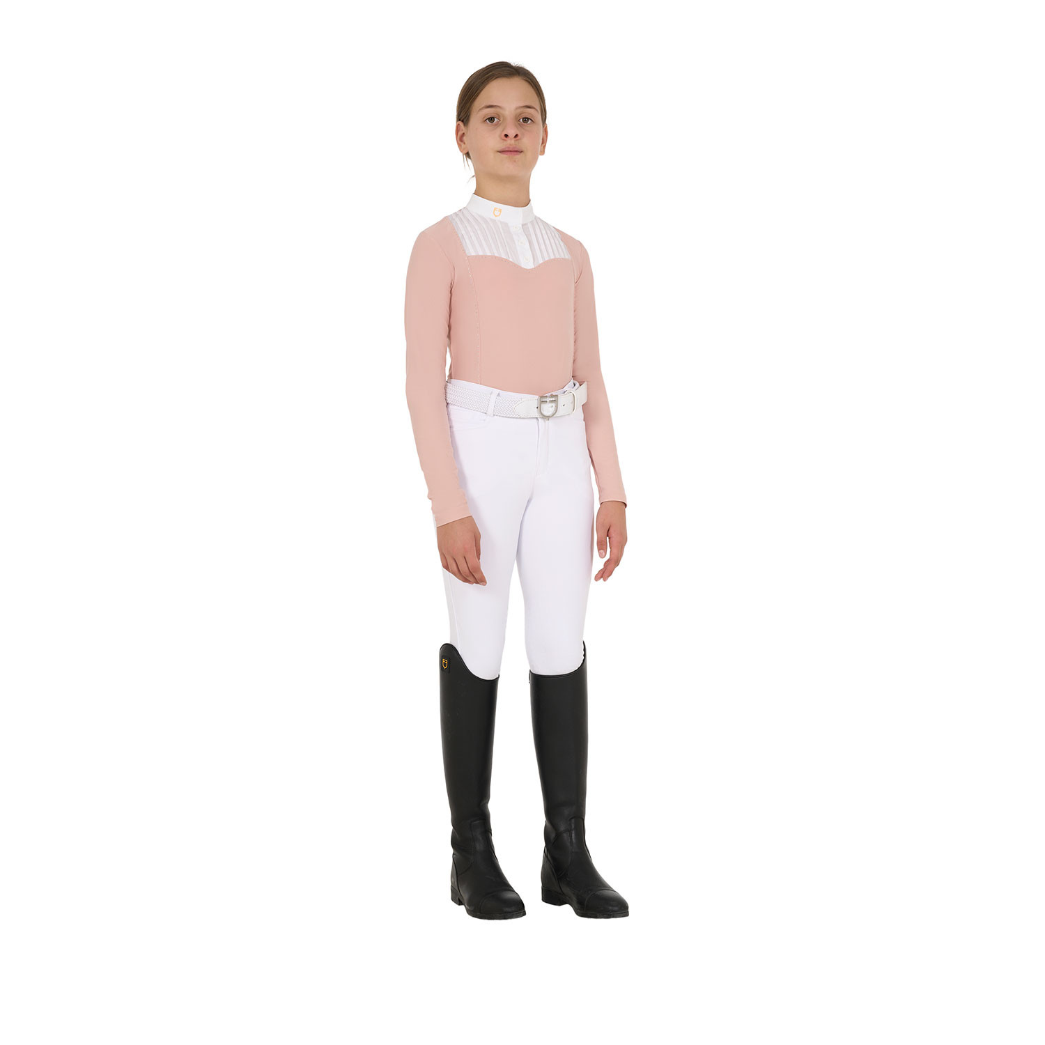 Polo de concours fille coupe ajustée avec strass