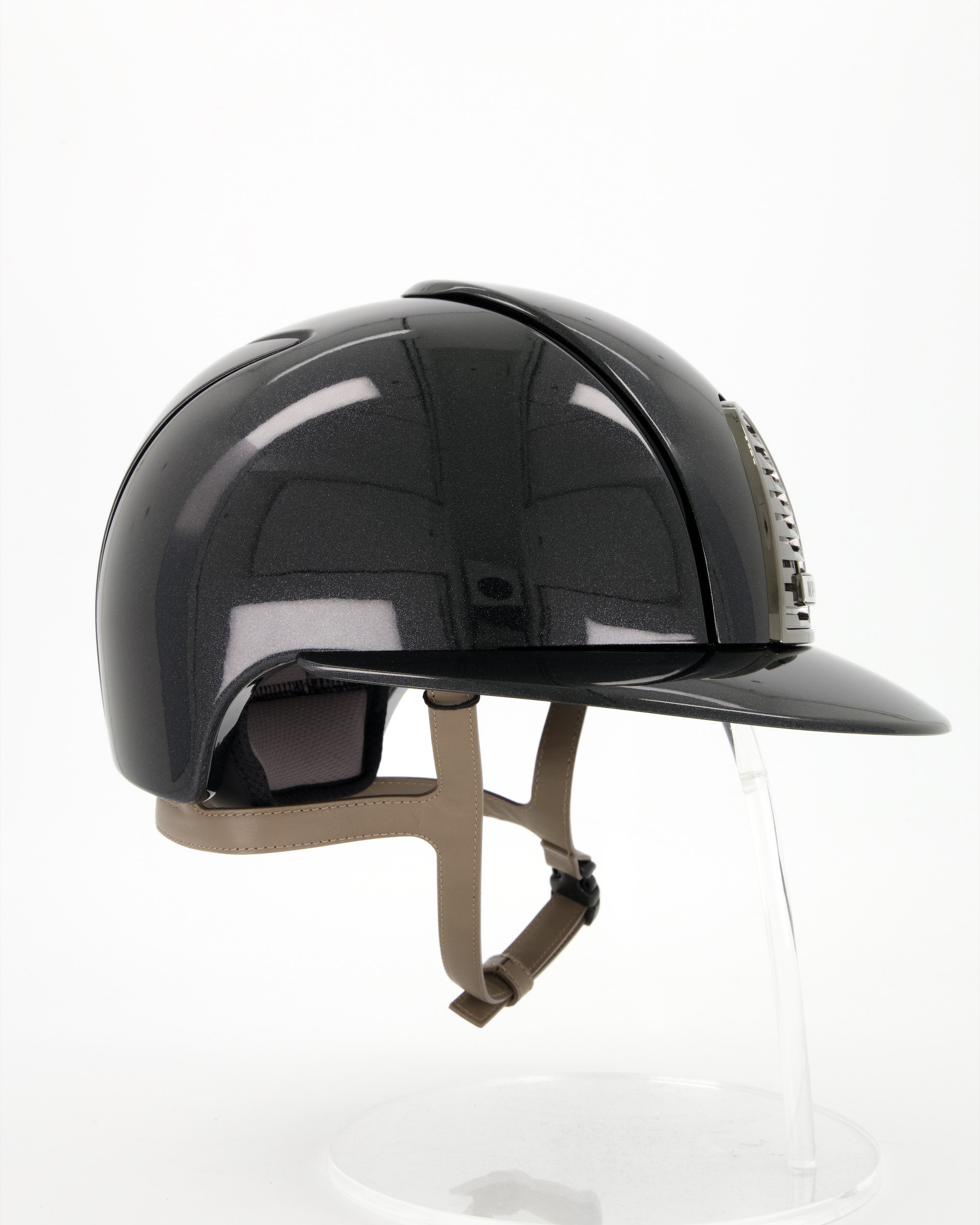 Reithelm Cromo 2.0 Diamond Polo mit taupe Kinnriemen in schwarz