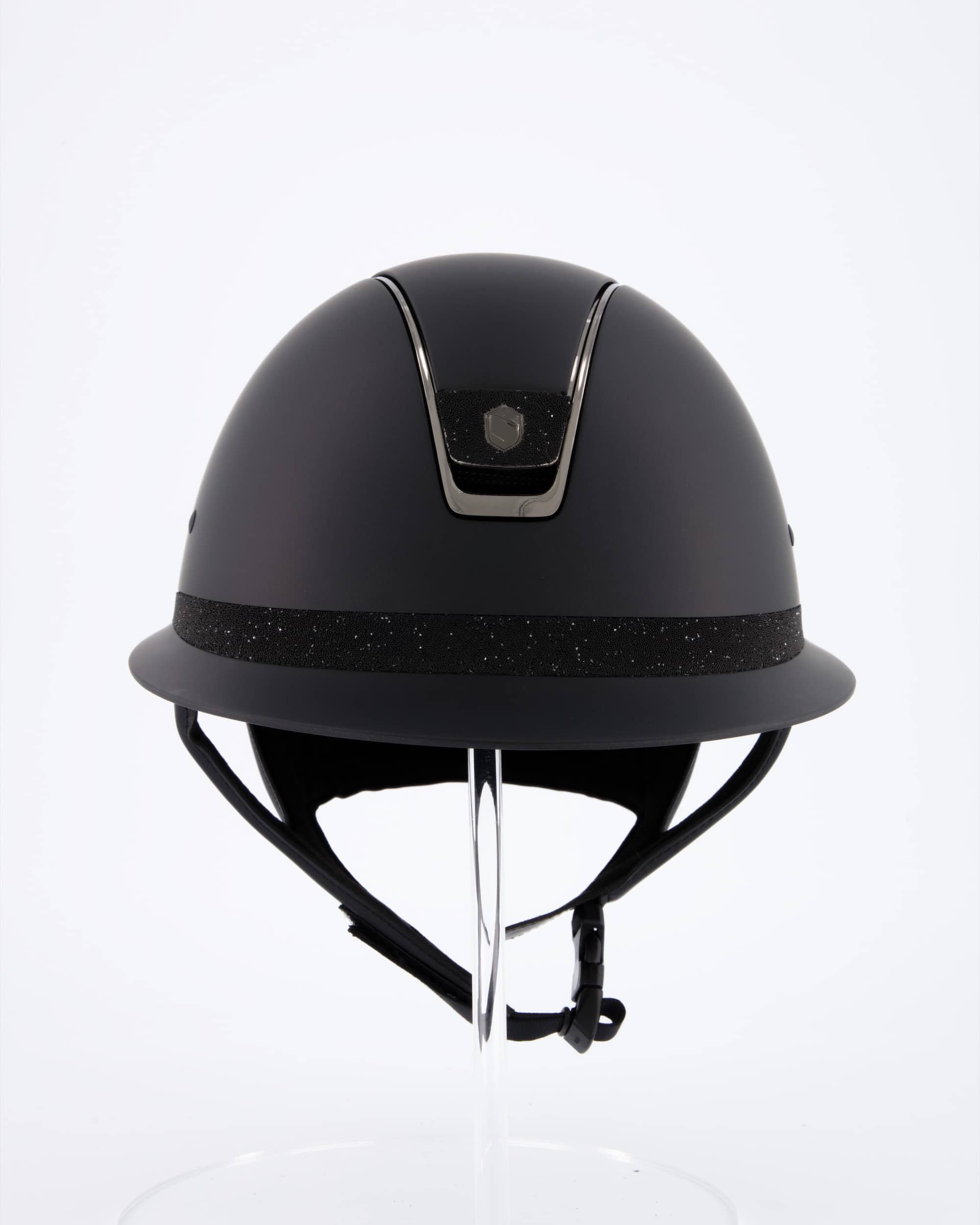 Reithelm Miss Shield Shadowmatt, Frontal Band Crystal Fabric Swarovski Black, Trim Chrome Black, Blason Crystal Fabric Black in Schwarz