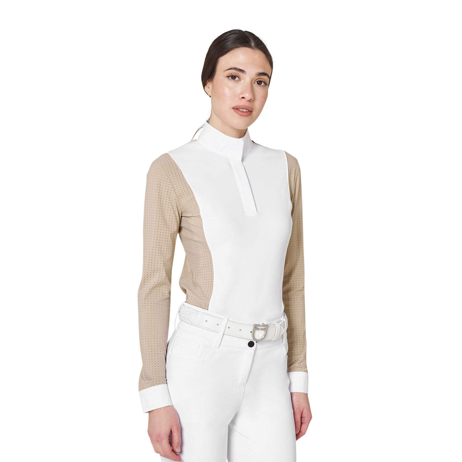 Perforiertes langärmliges Damen-Turnierpolo