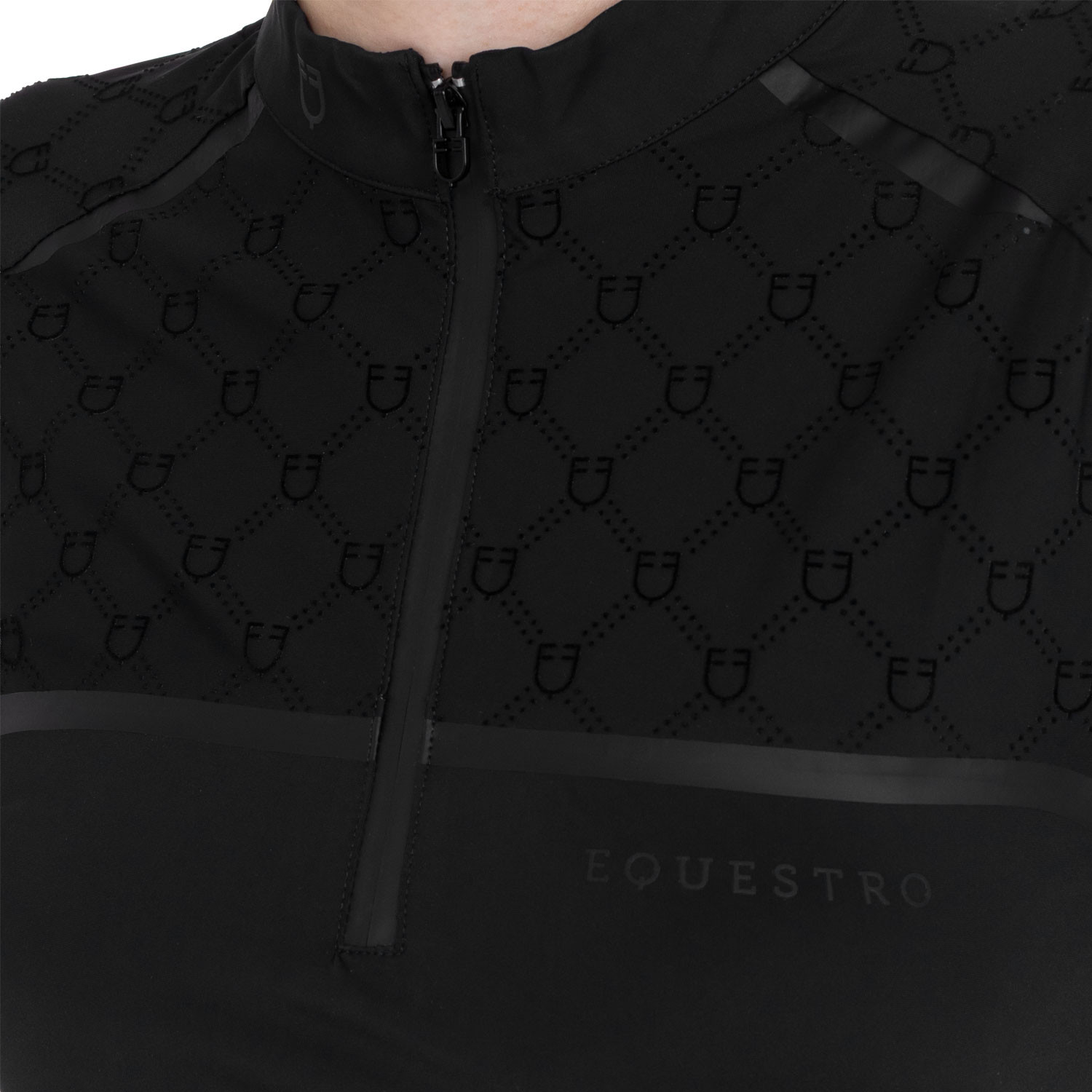 Damen-Trainingspolo langarm mit Monogramm-Print