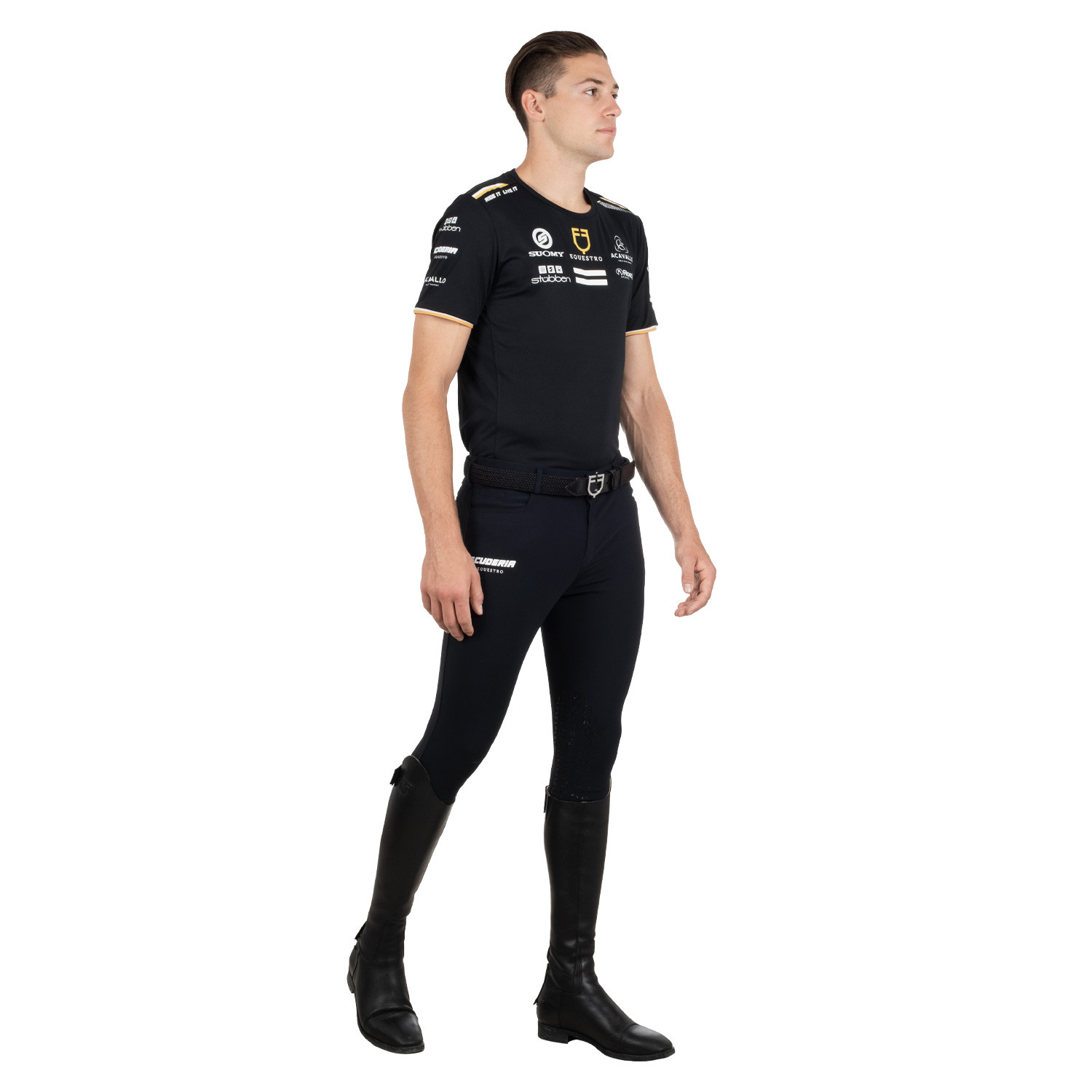 Herren-T-Shirt aus technischem Gewebe mit Multi-Logo