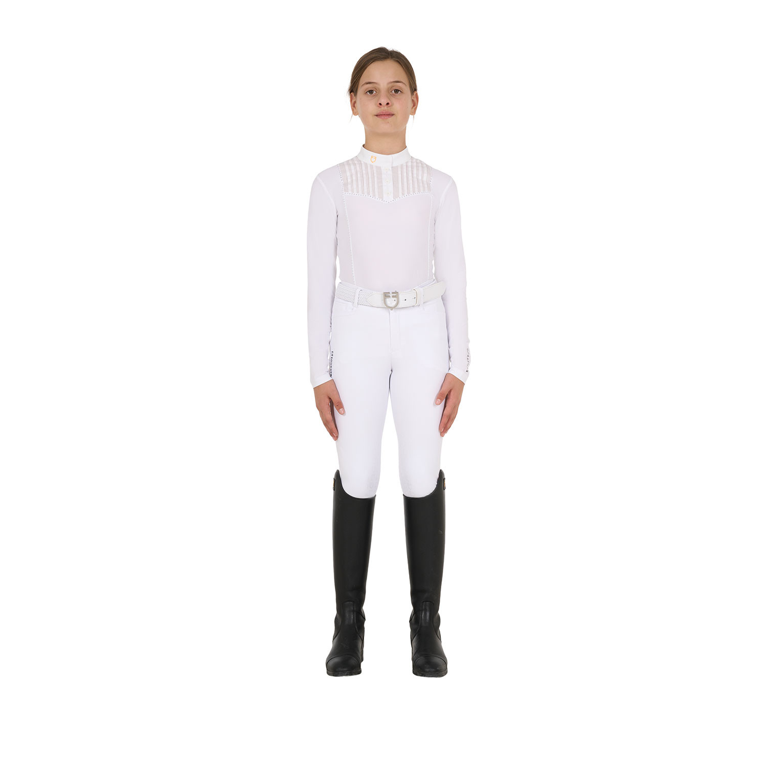 Polo de concours fille coupe ajustée avec strass
