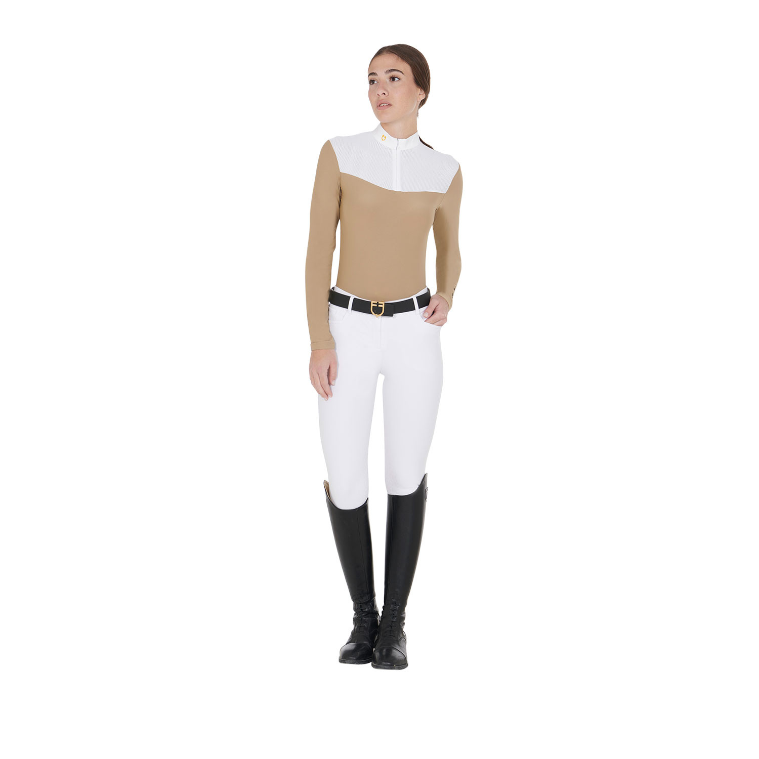Turnier-Poloshirt für Damen aus technischem Stoff und Mesh