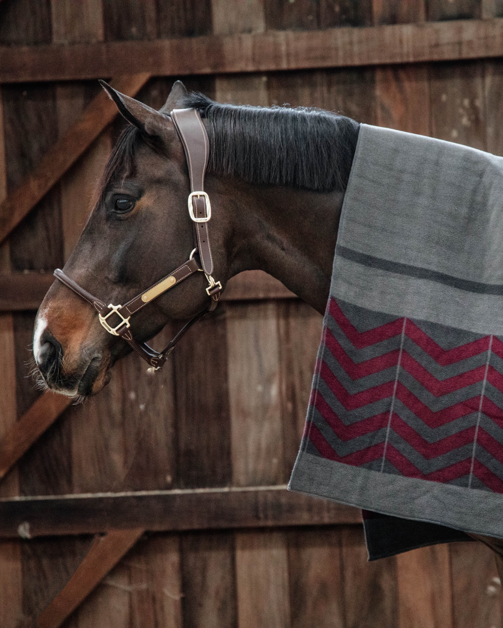 Fleece blanket Square Heavy Fishbone grey/bordeaux