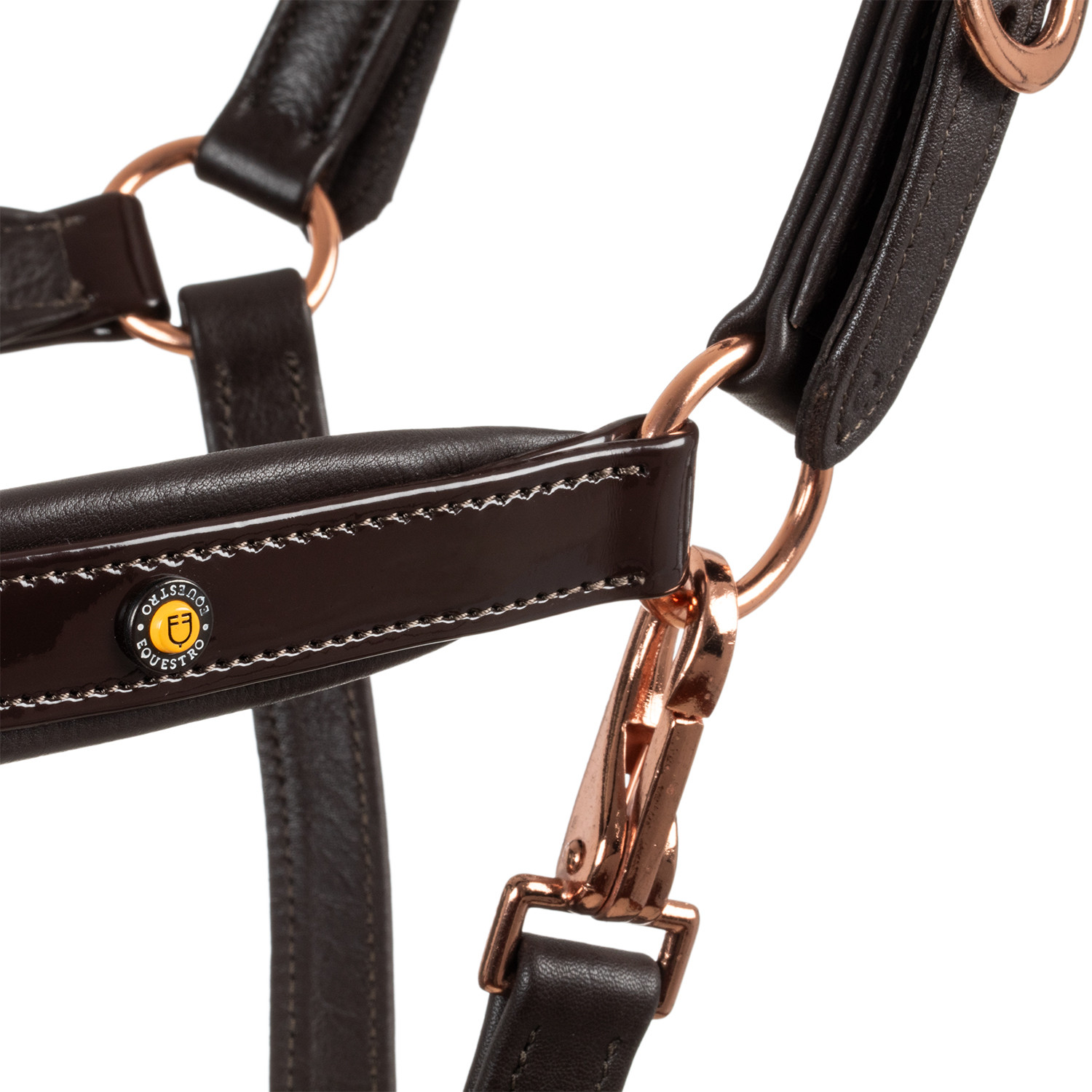 Poliertes Lederhalfter mit Roségold-Schnallen