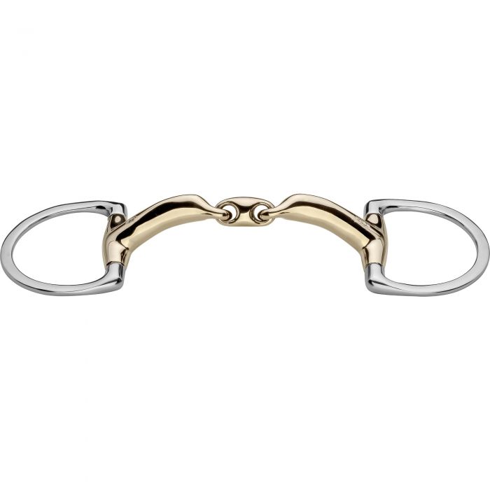 Novocontact snaffle bit with small D-shaped ring 14 mm double broken - Sensogan