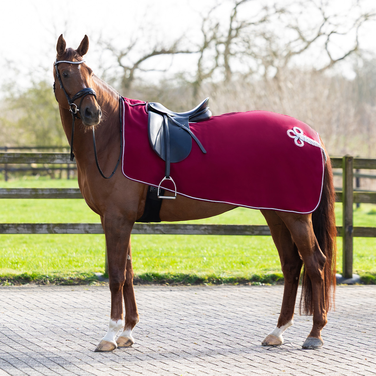 Riding rug fleece with ornament