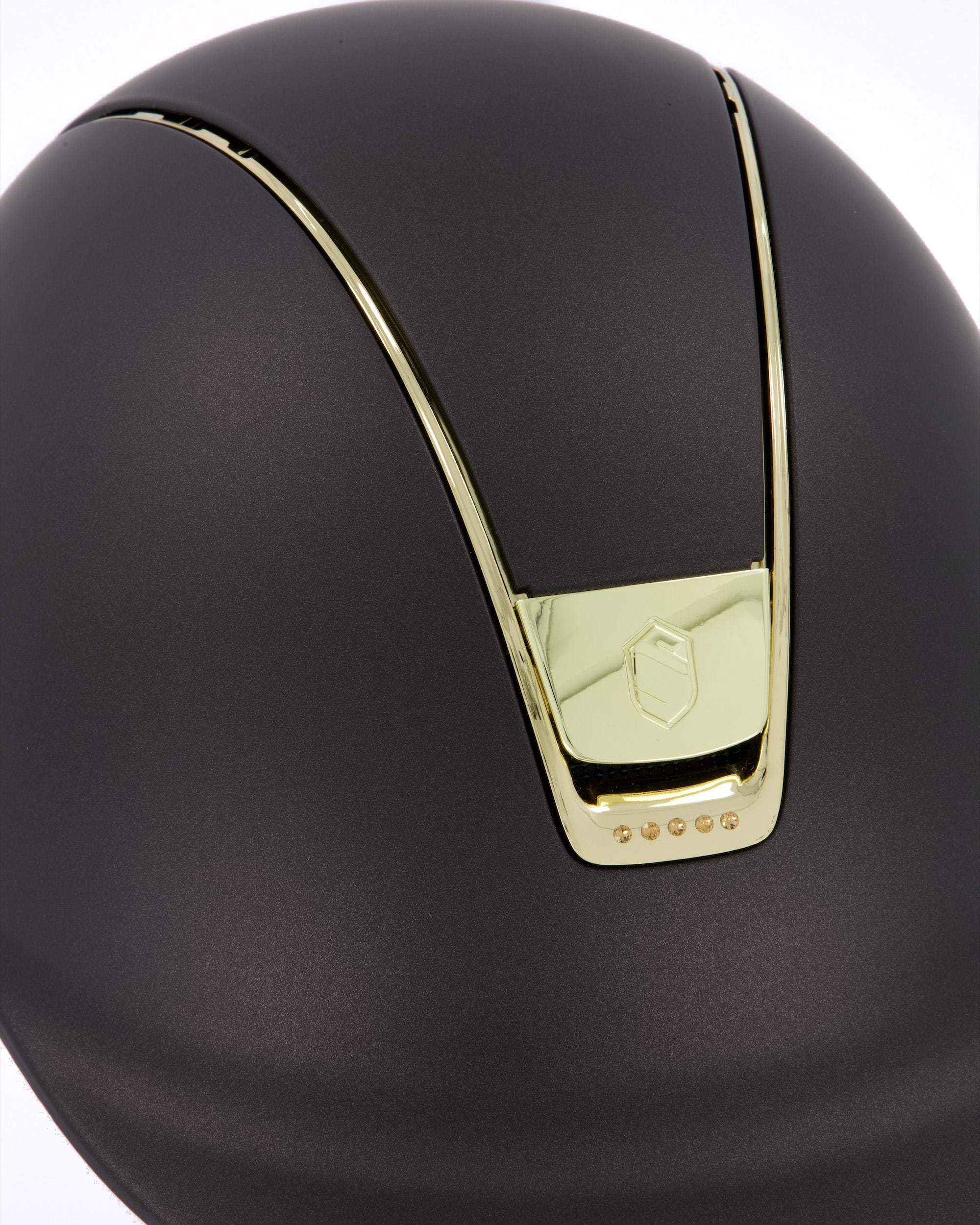 Reithelm Shadowmatt Chrome Gold 5 Swarovski Gold in braun Reithelm Shadowmatt Chrome Gold 5 Swarovski Gold in braun