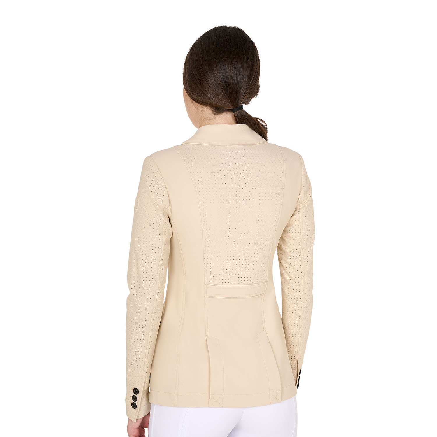 Damen-Turnierjacke mit drei Knöpfen aus perforiertem Stoff