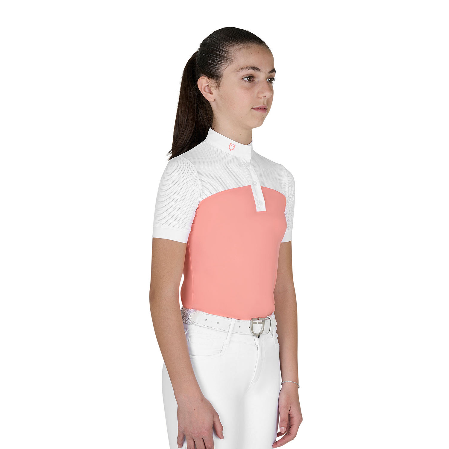 Mädchen-Turnierpolo Slim Fit mit perforiertem Stoff