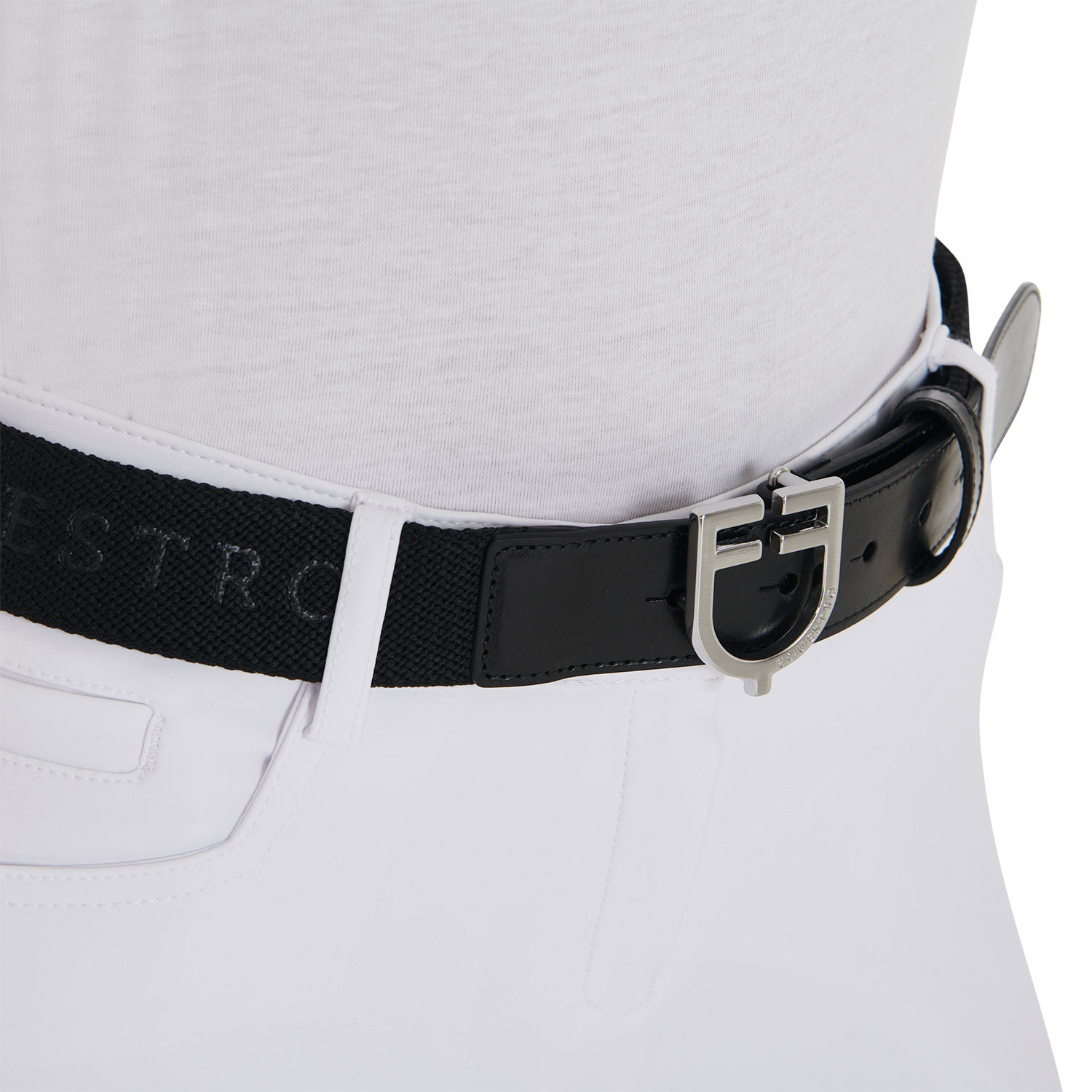 Leder-Gürtel mit Elastik und Schriftzug