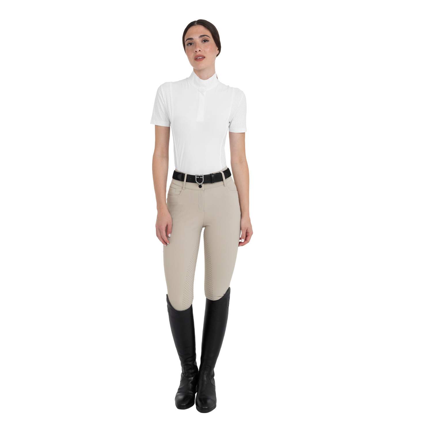 Damen-Reithose mit hohem Bund, Vollbesatz und Strass-Logo