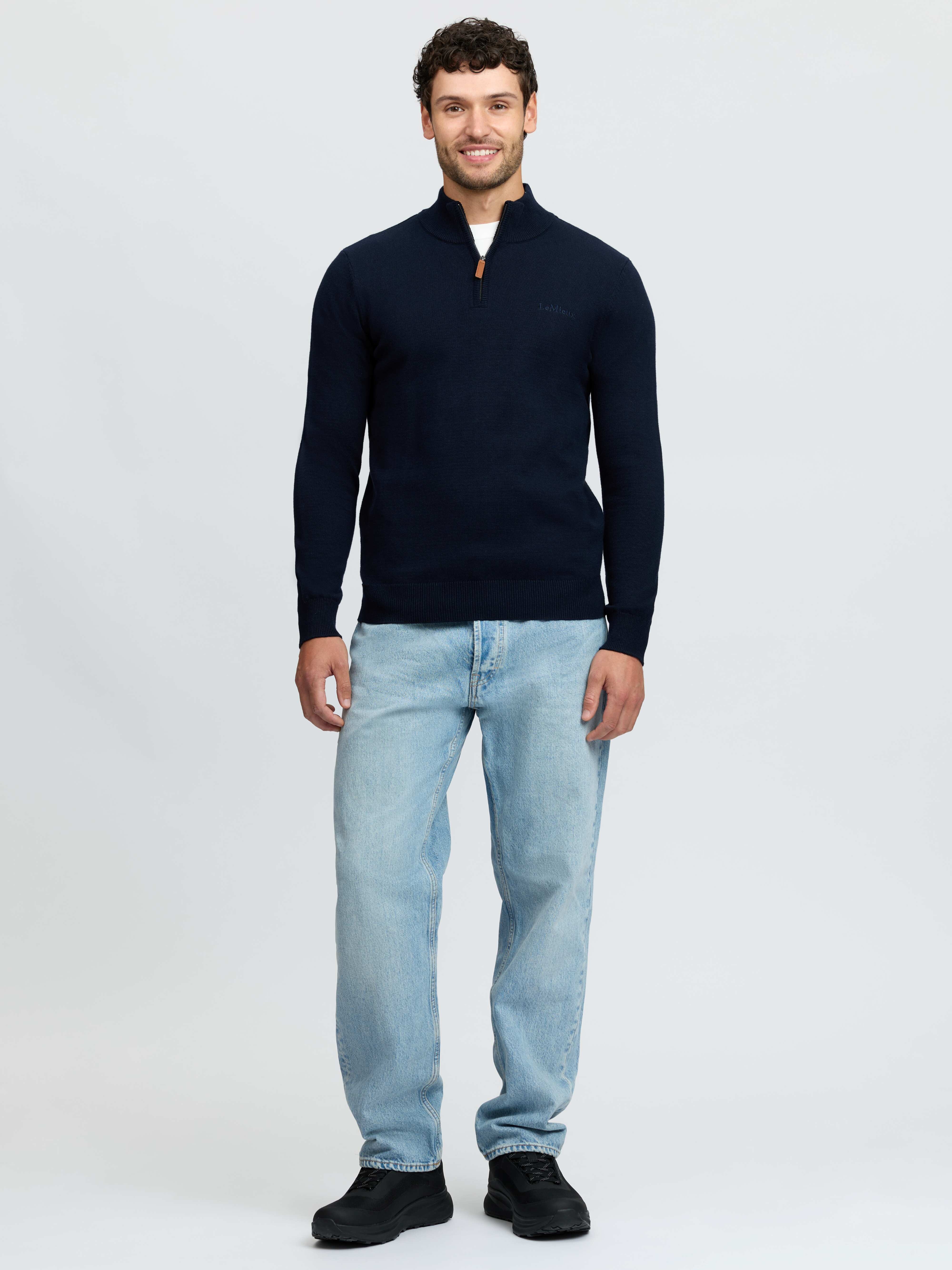 Herren Strickpullover mit Viertelreißverschluss