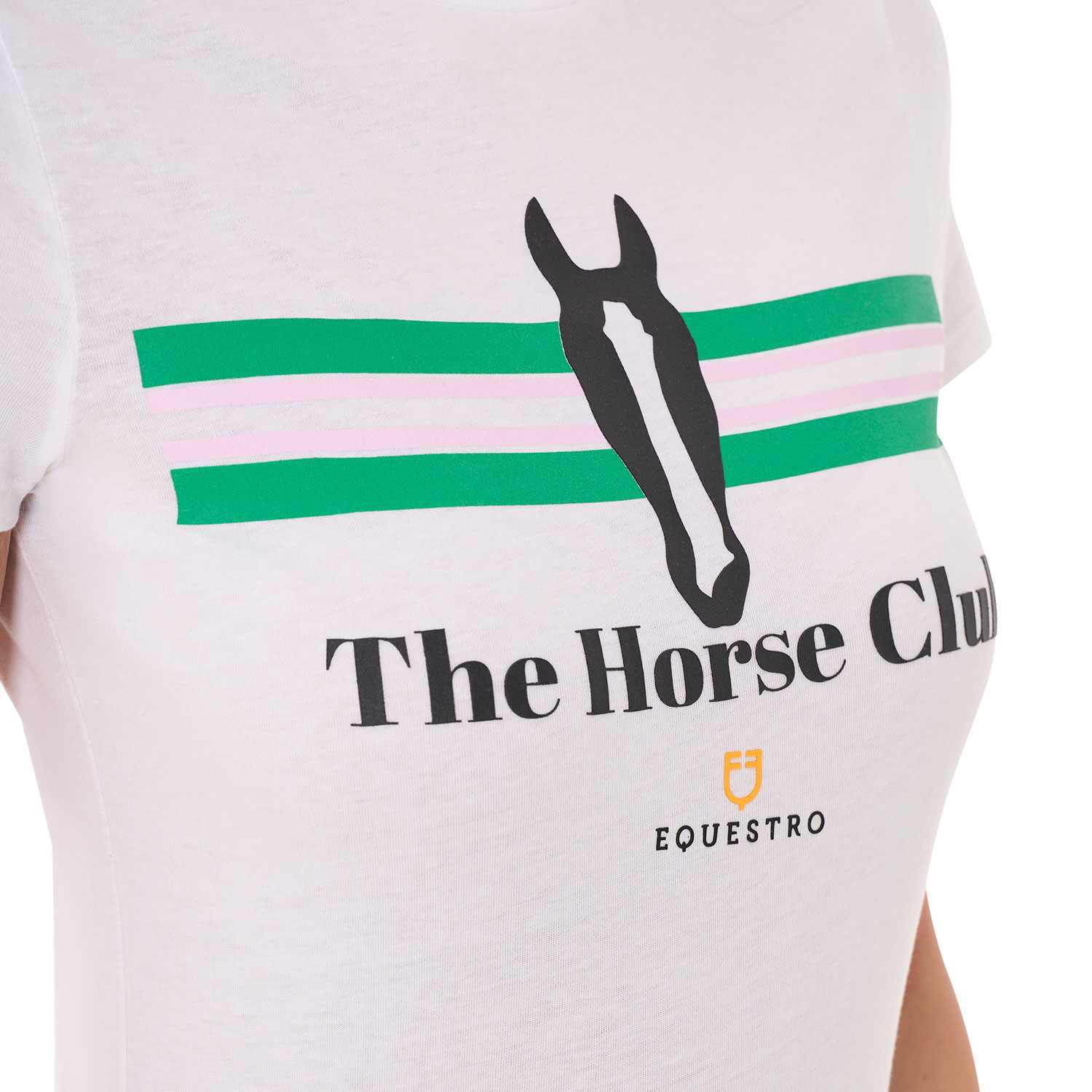 Damen-Baumwoll-T-Shirt Stripe Horse Club