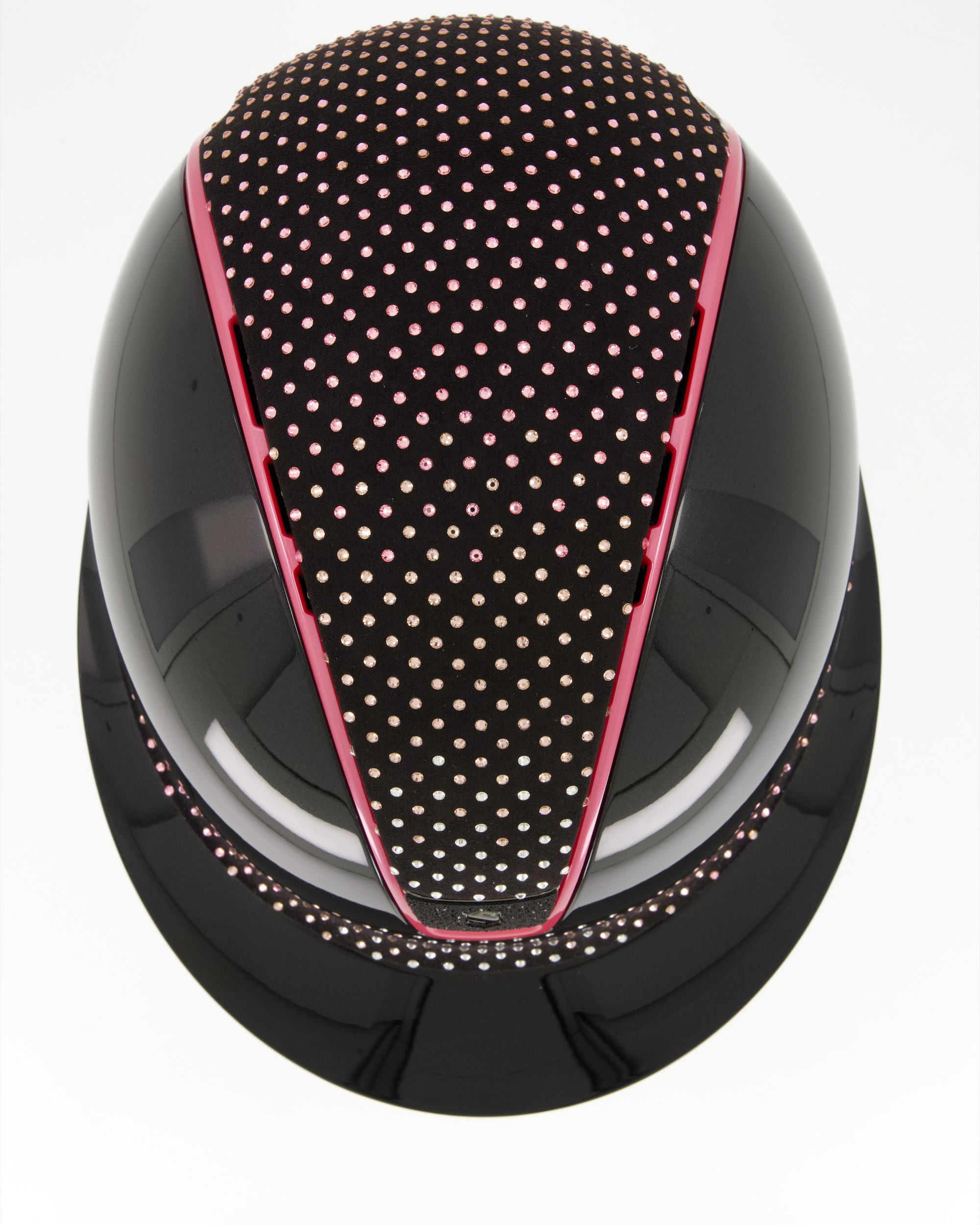 Reithelm Miss Shield 2.0 Shadowglossy black, Top u. Frontalband Sparkling progressive pink, Trim Metallic BabyPink, Blason Crystal Fabric black