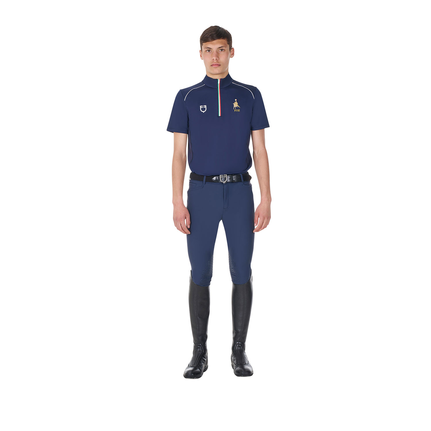 Herren-Trainingspolo mit Reißverschluss in italienischen Farben X FISE