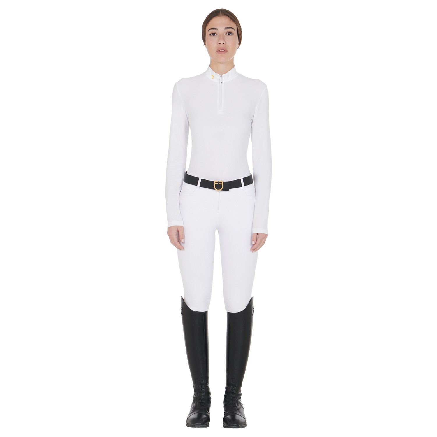 Langarm-Poloshirt aus technischem Fleece für Damen