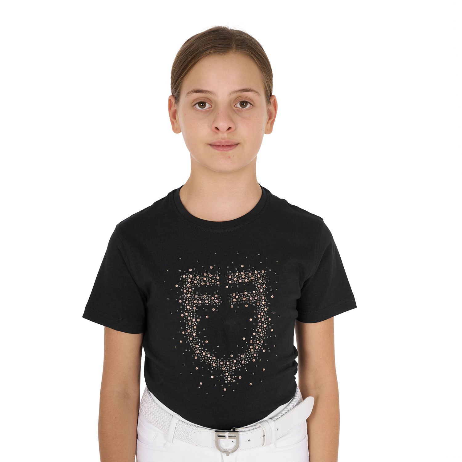 Schmal geschnittenes Mädchen-T-Shirt mit Glitzer-Logo