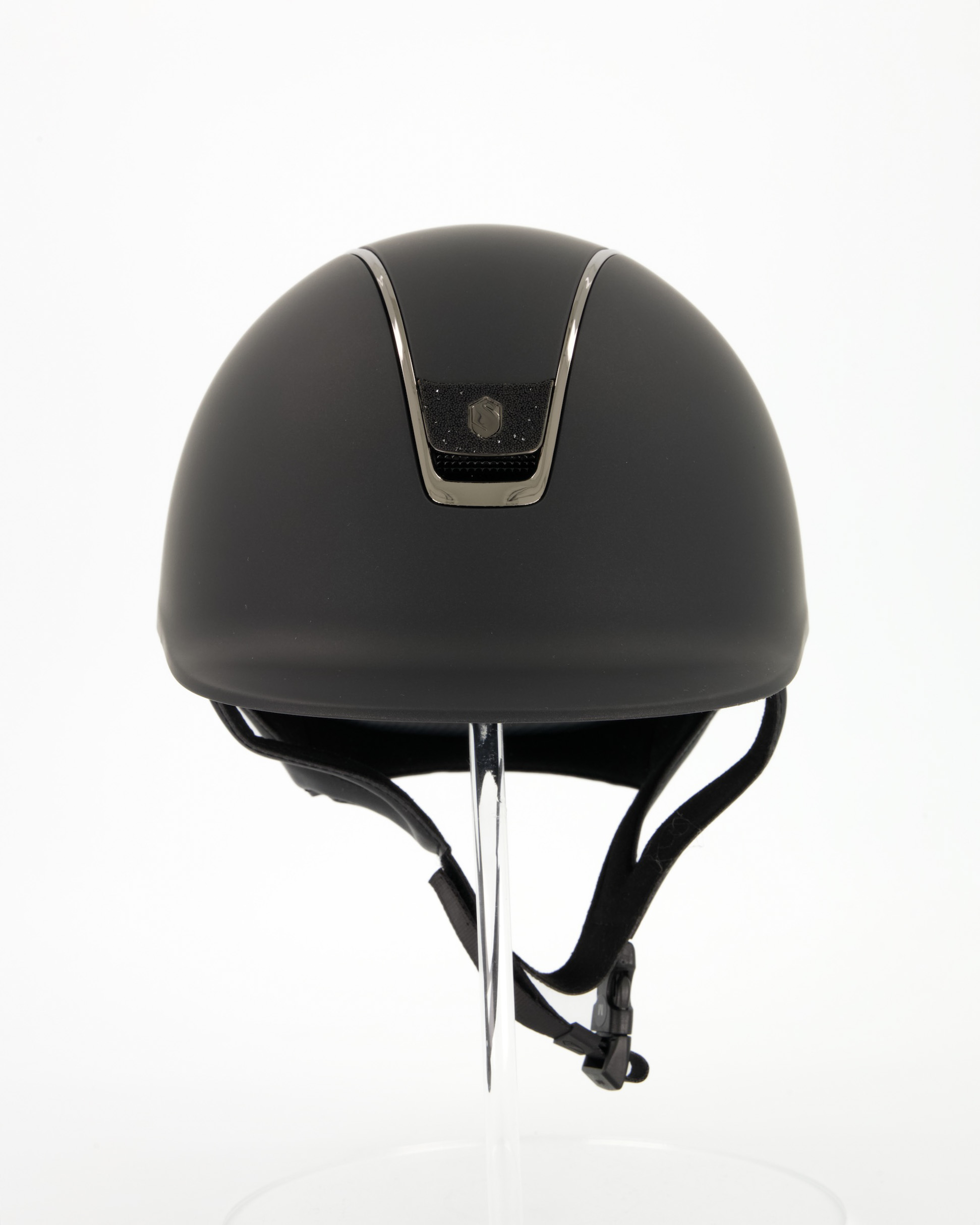 Riding helmet 2.0 Shadowmatt Trim Black Chrome Blason Crystal Fabric Black in black