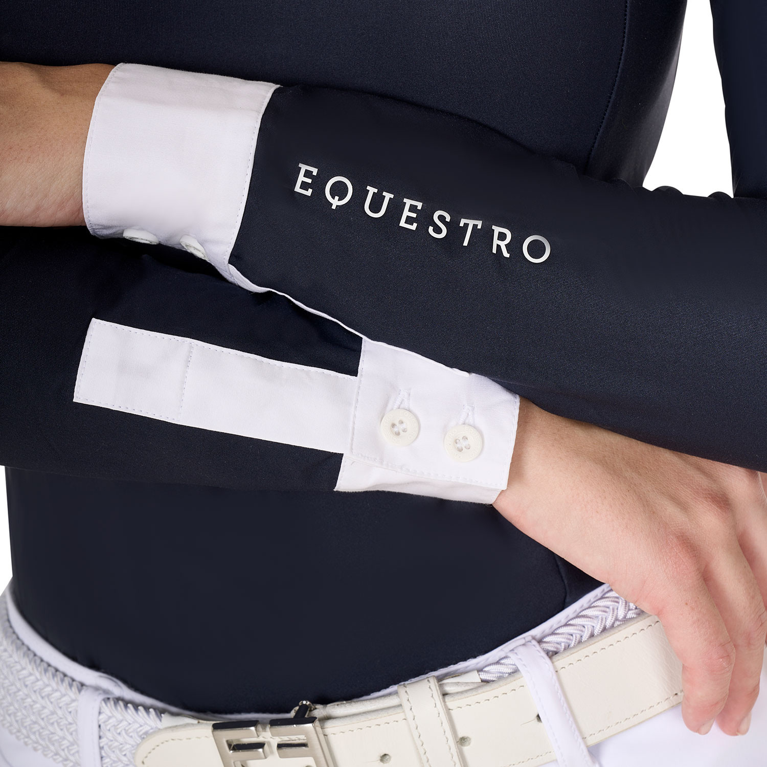 Tailliertes Damen-Poloshirt aus plissierter Baumwolle