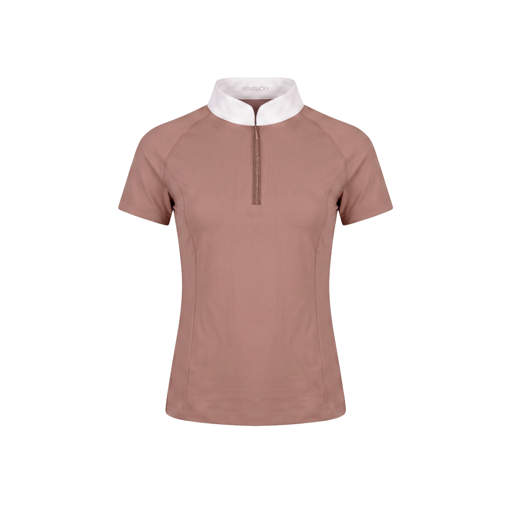Turniershirt Classic Mädchen kurzarm mit Glitzerreißverschluss