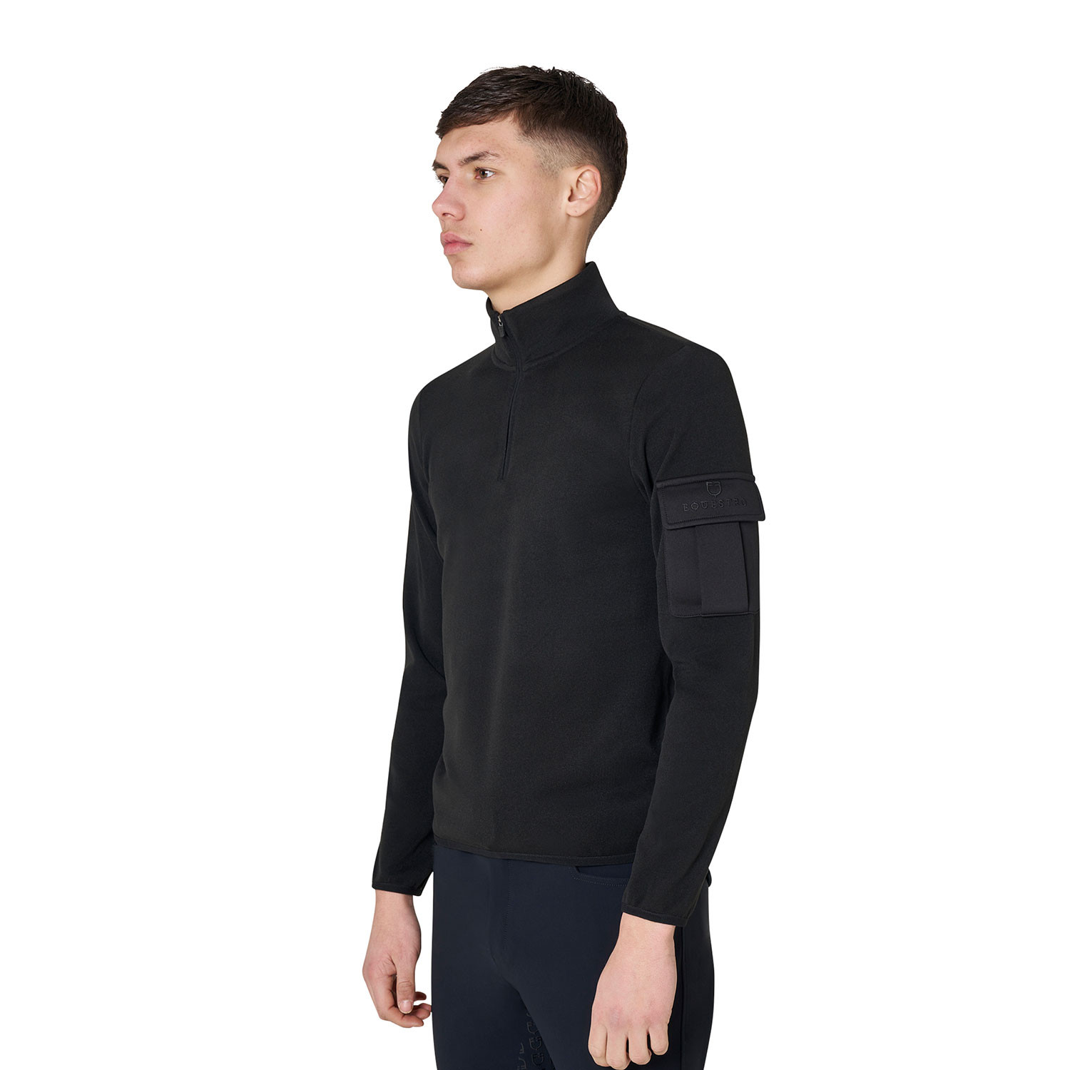 Fleece-Sweatshirt für Herren mit hohem Kragen und 3/4-Reißverschluss