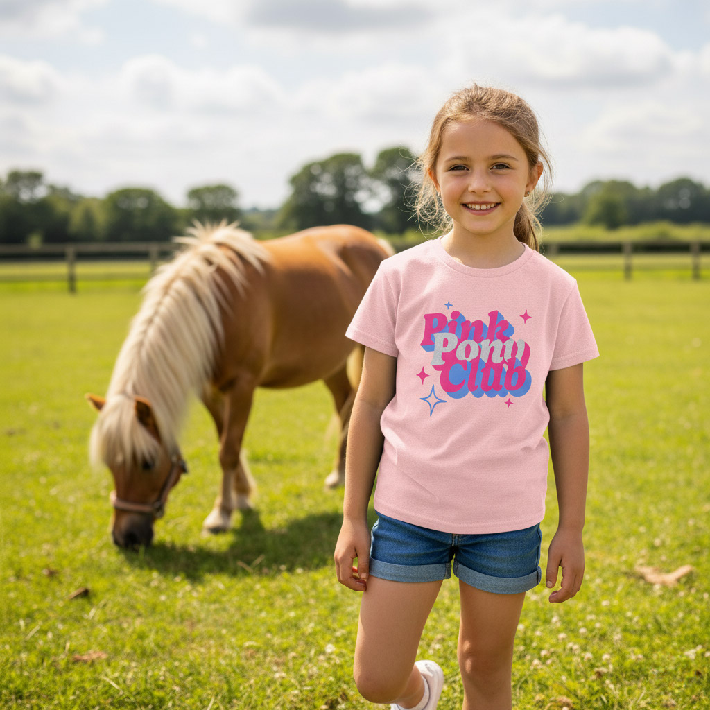 T-Shirt Kinder pink pony