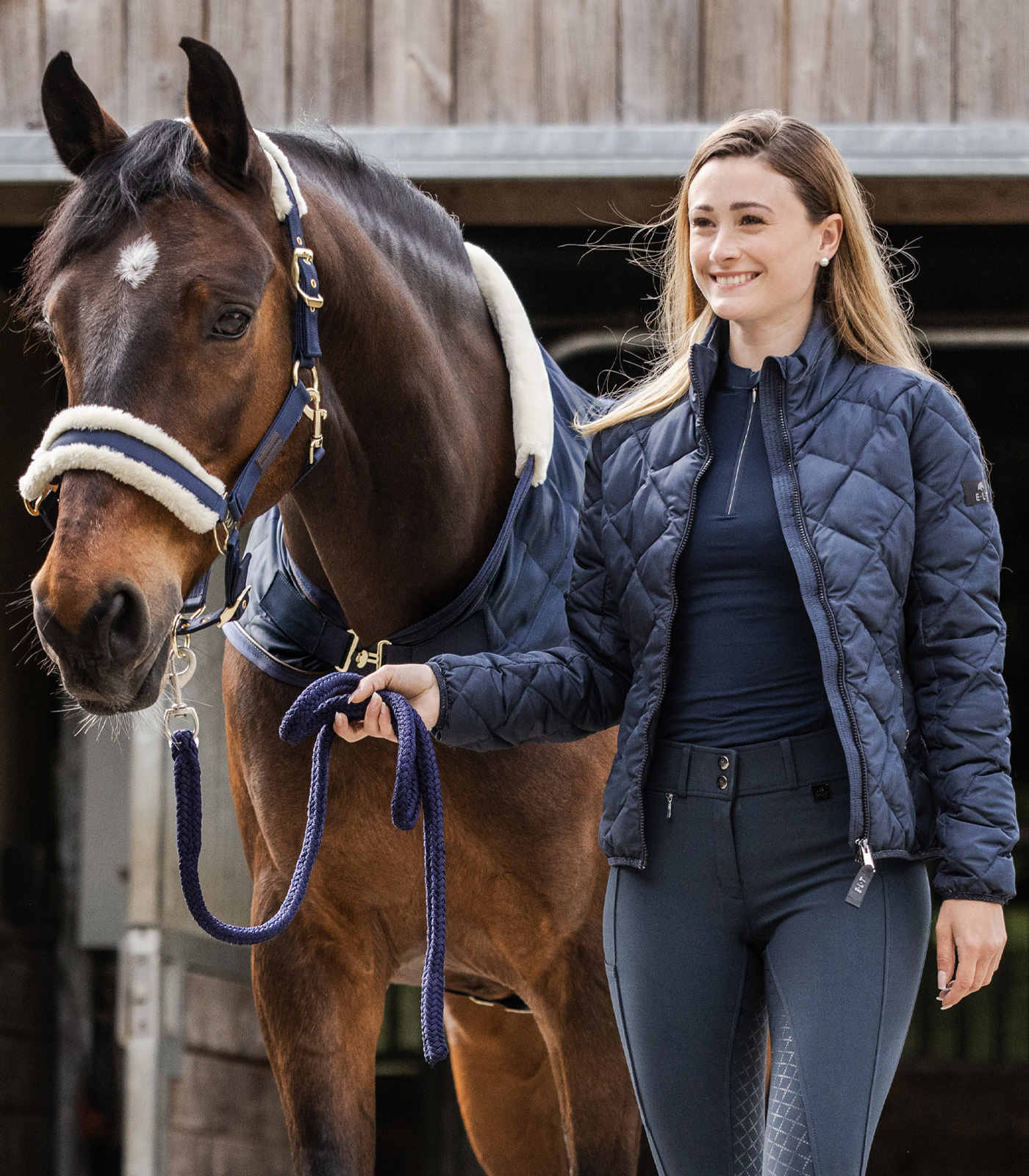 Reithose Micro Sport Silikon High Waist in nachtblau