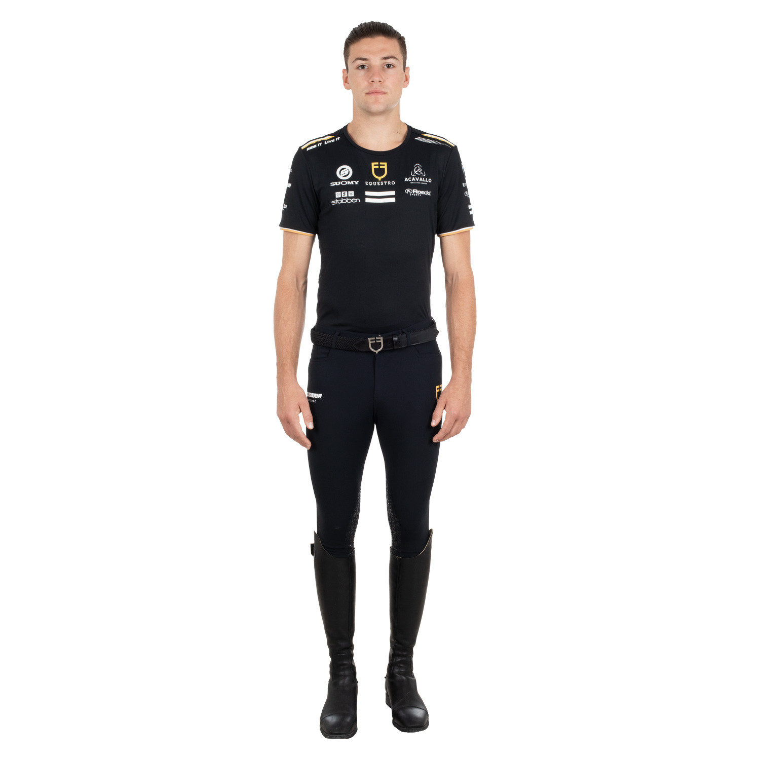 Herren-T-Shirt aus technischem Gewebe mit Multi-Logo