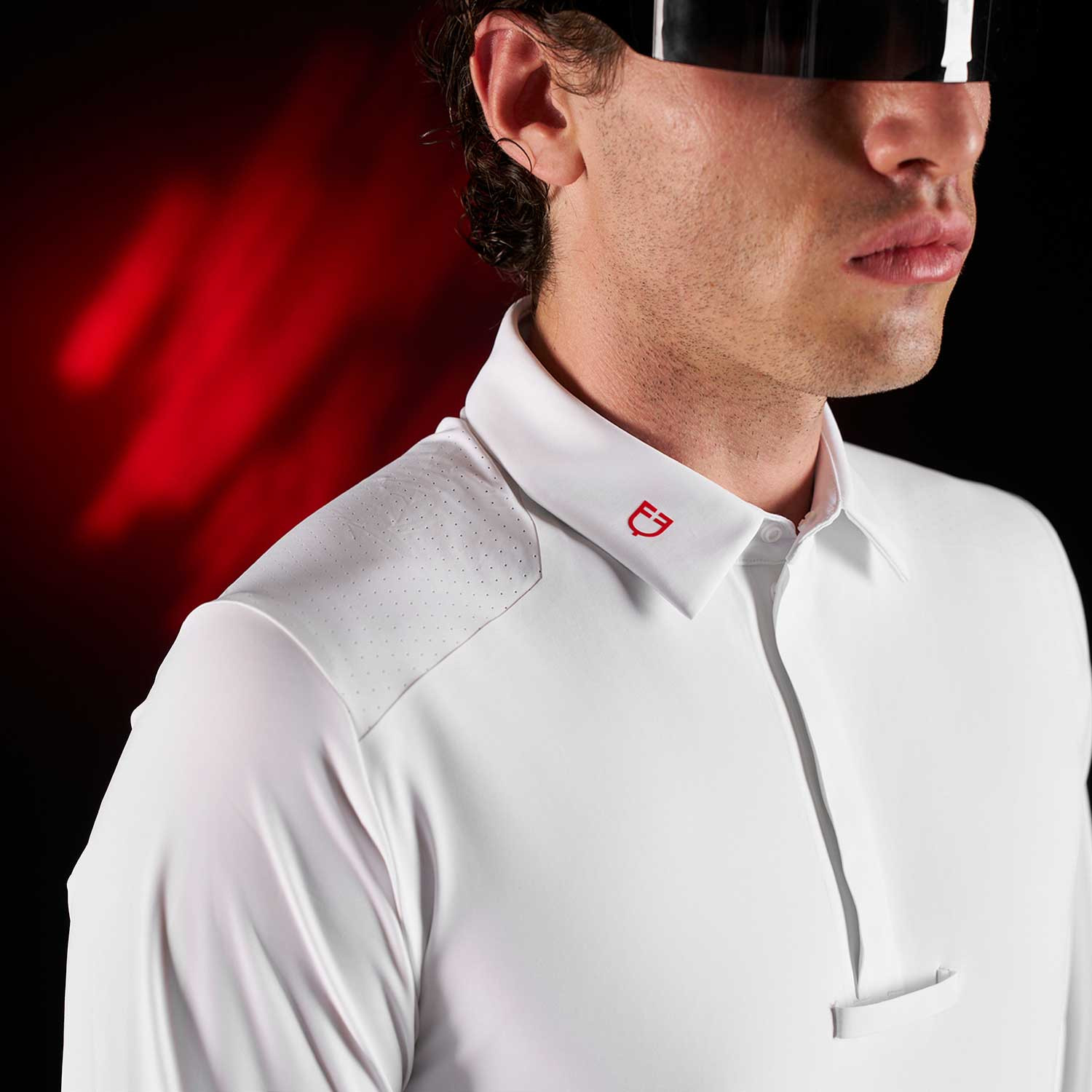 Ridertechnology Herren-Turnierpolo Langarm mit Knöpfen
