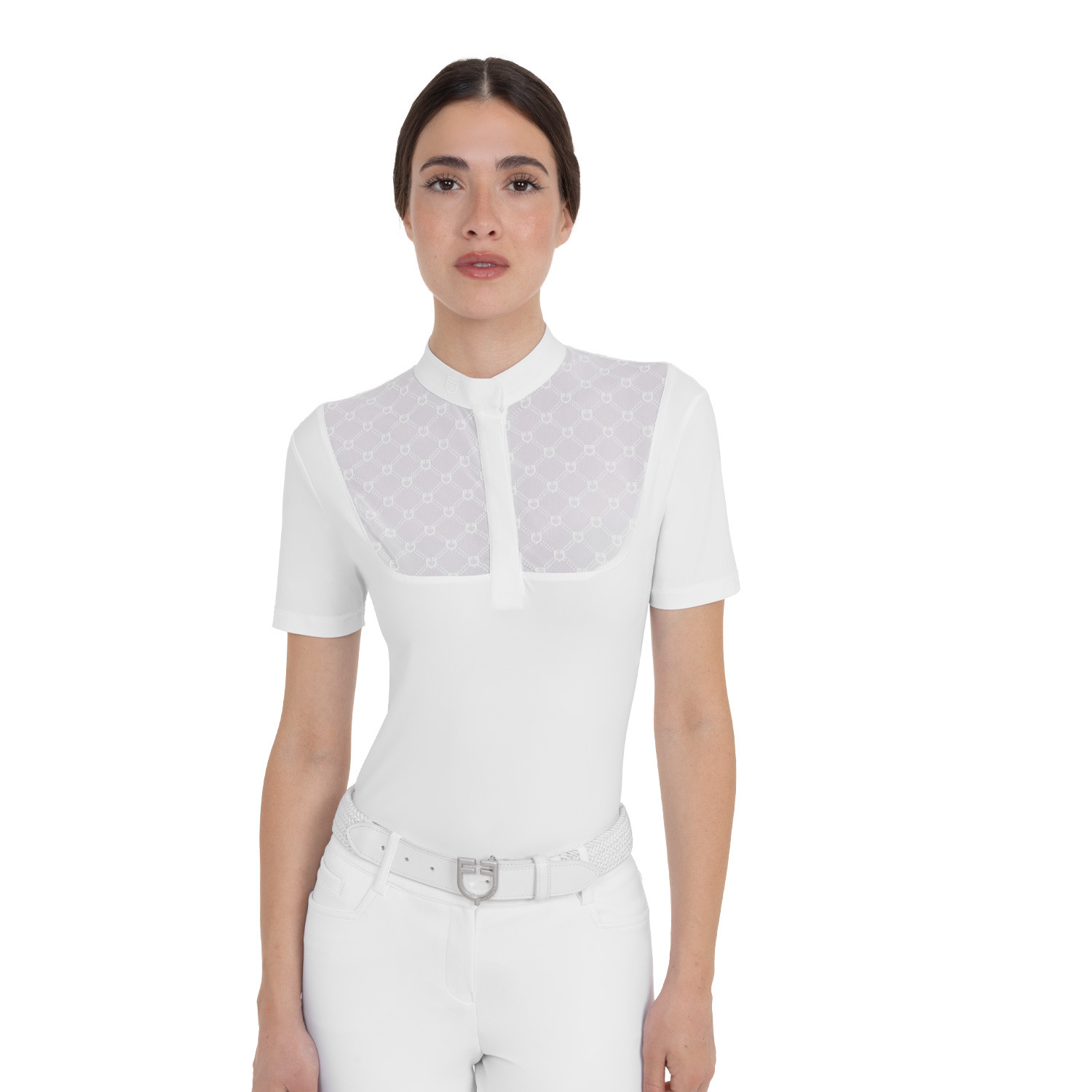 Damen-Turnierpolo mit Tüll-Einsätzen
