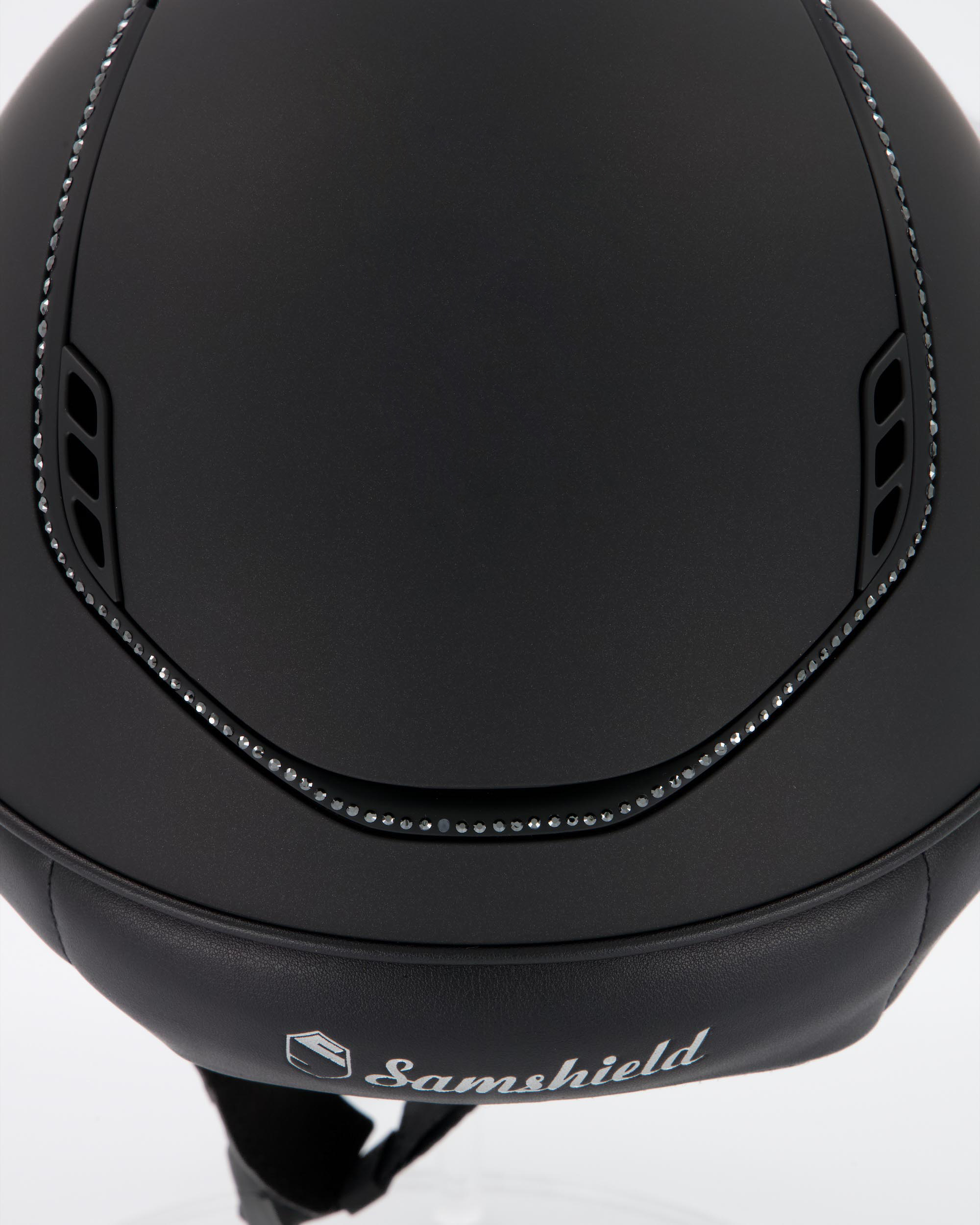 Riding helmet 2.0 Miss Shield Shadowmatt Black, Trim u. Blason Matt Black 300 Swarovski Jet Hemitate in black