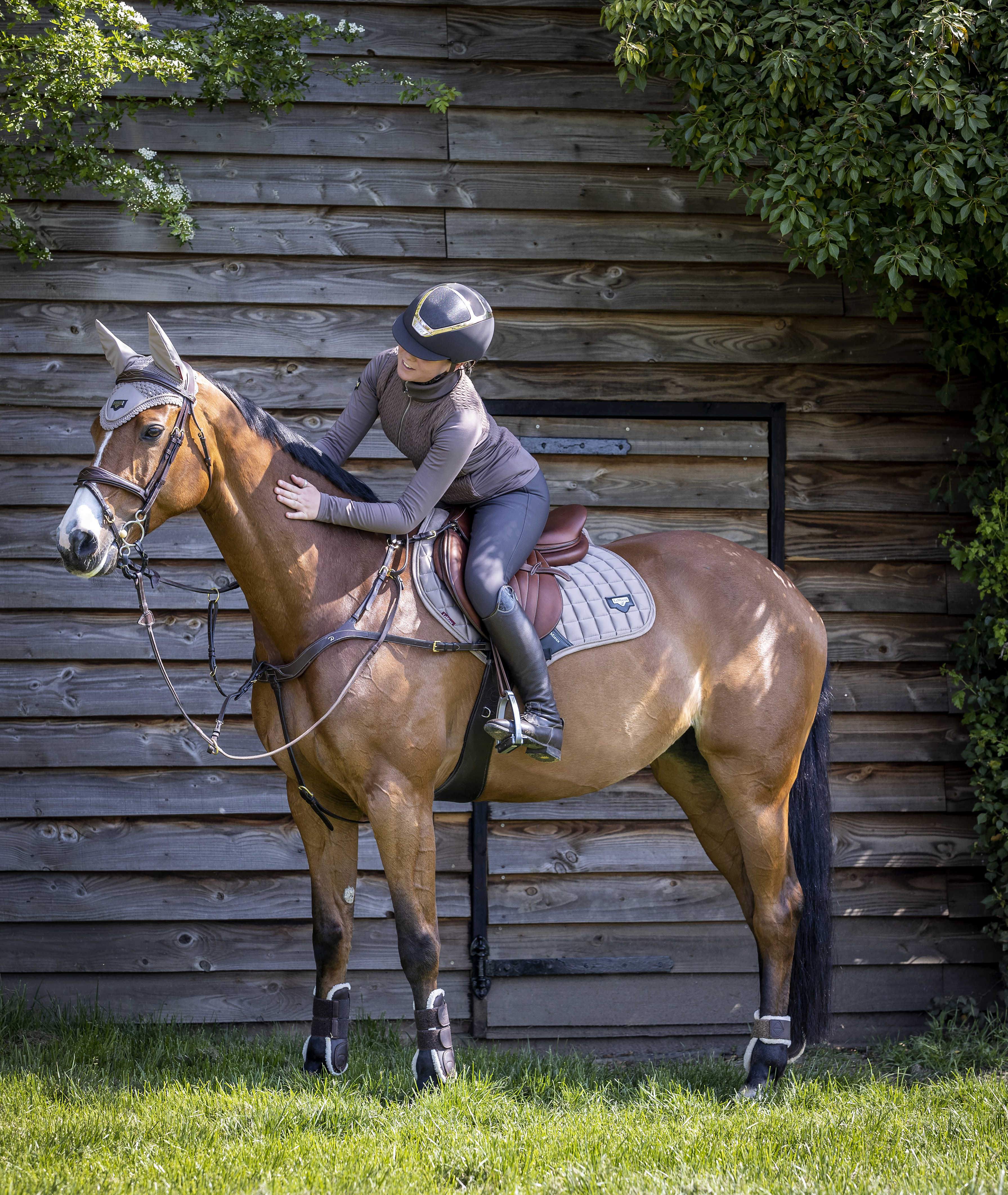 Jumping saddle pad Loire Classic Satin in Mink