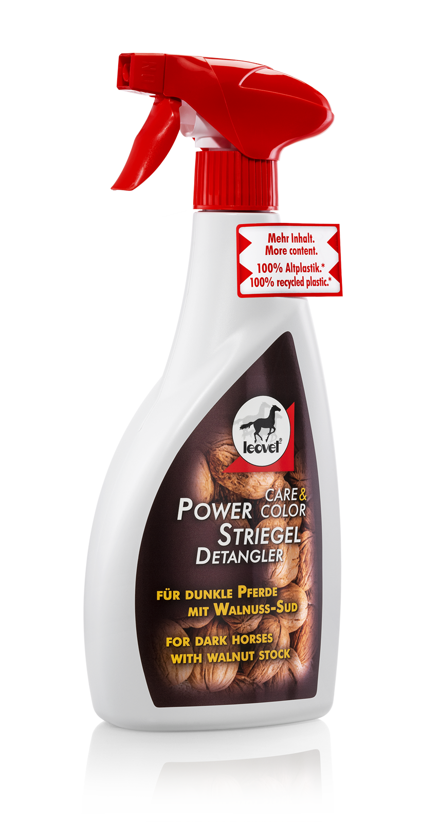 Shine spray power curry comb with walnut for dark horses, 550 ml