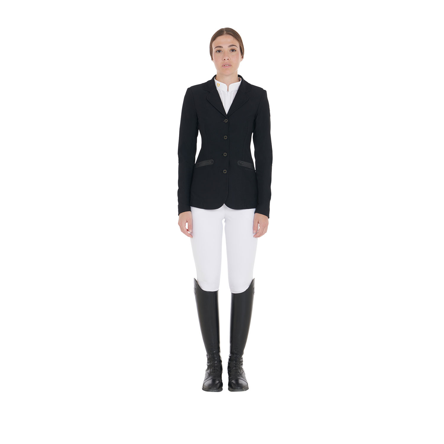 Turnierjacket für Damen mit vier Knöpfen aus perforiertem Stoff