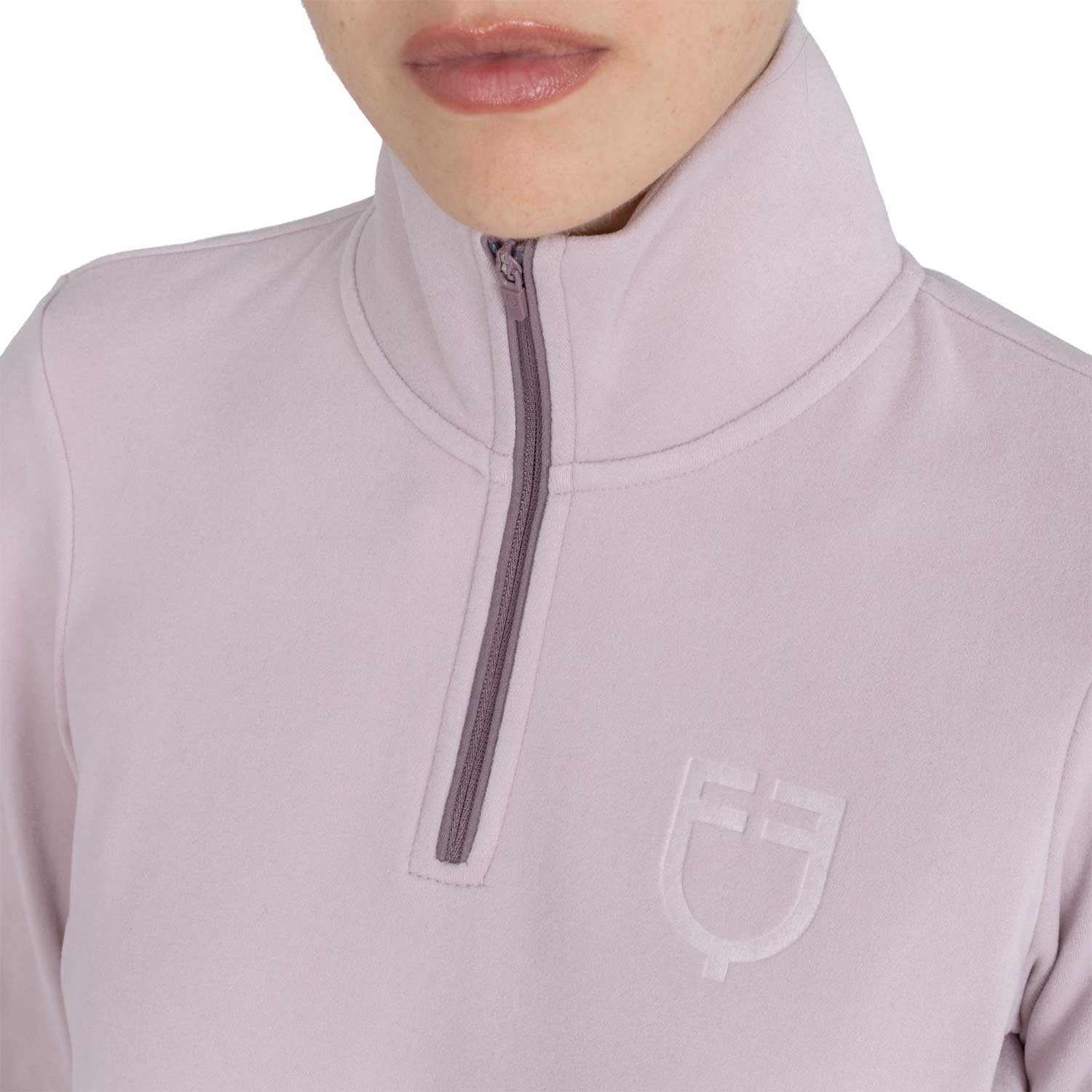 Damen-Fleece-Sweatshirt mit hohem Kragen und 3/4-Reißverschluss