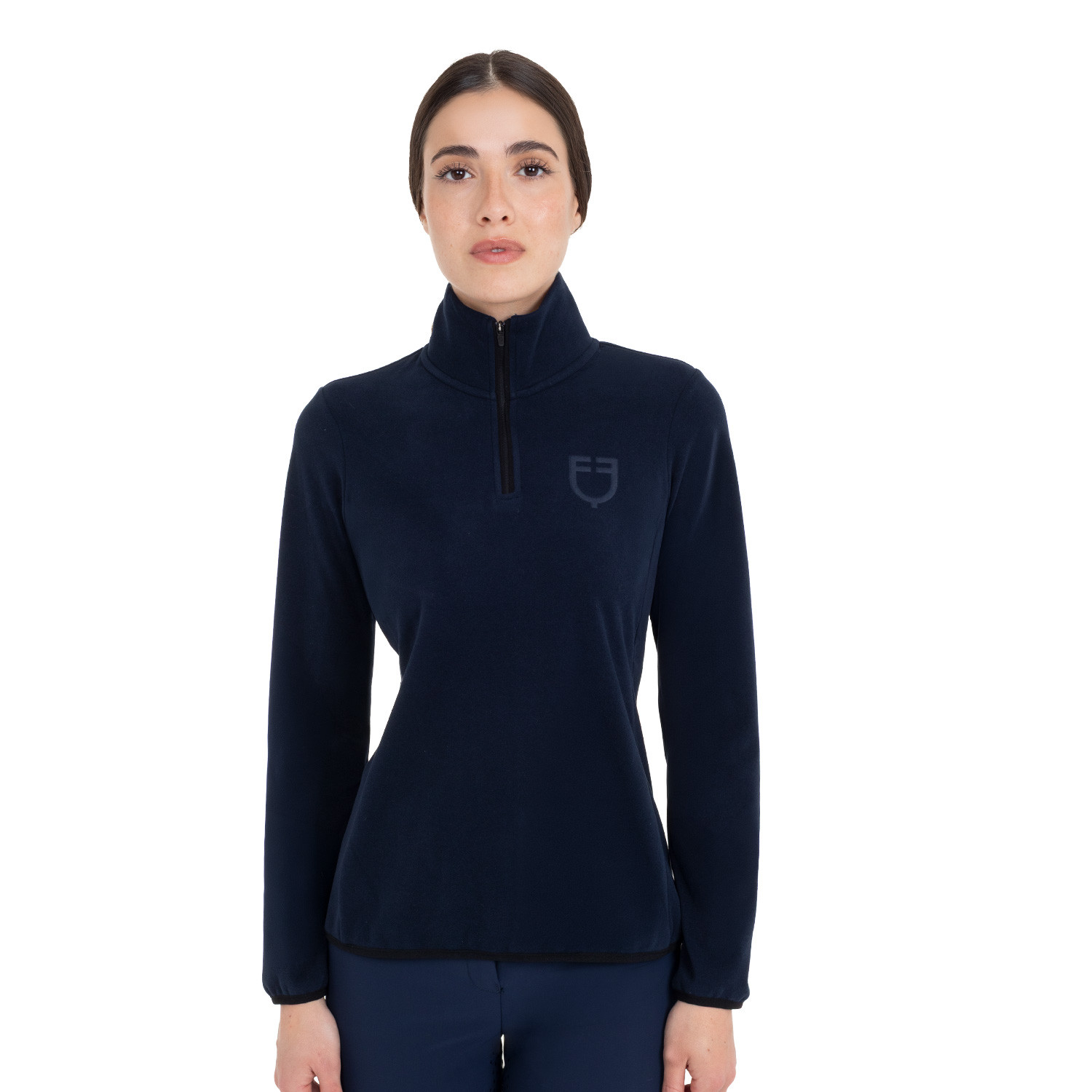 Damen-Fleece-Sweatshirt mit hohem Kragen und 3/4-Reißverschluss