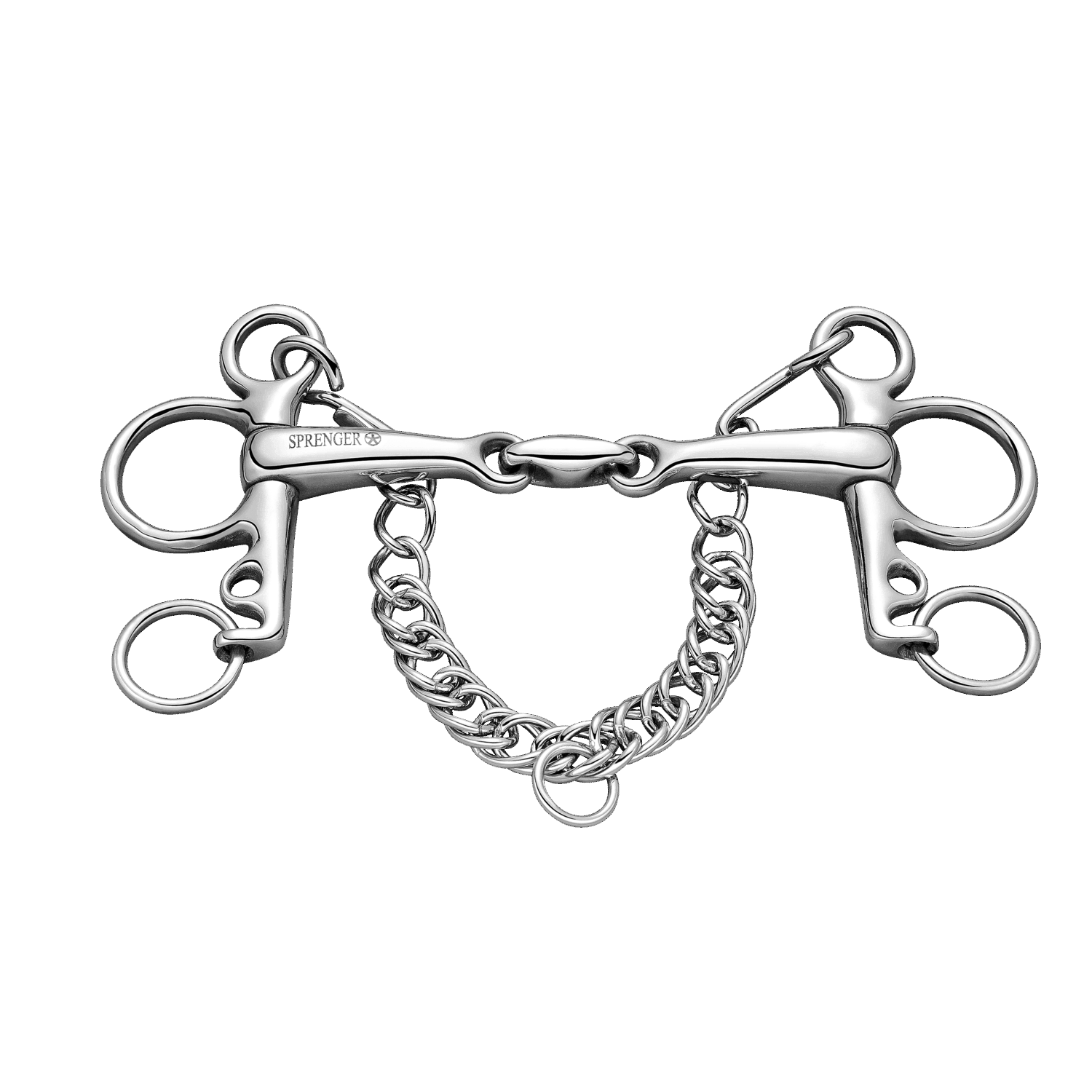 Pelham 16 mm doppelt gebrochen,  kurzer Unterzug - Edelstahl rostfrei