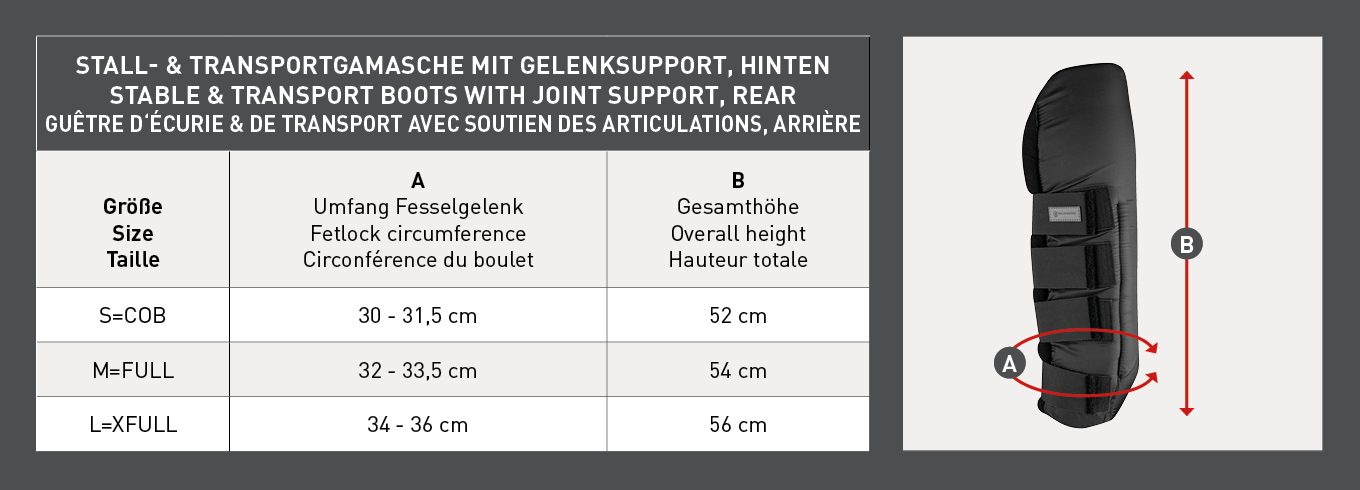 Stall- & Transportgamasche mit Gelenksupport, hinten
