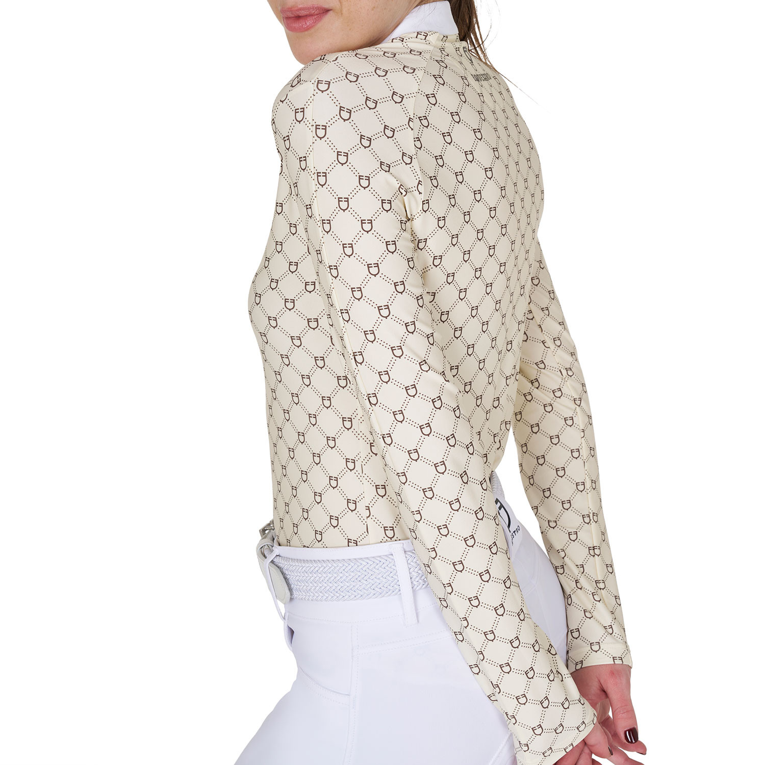 Langärmliges Damen-Turnierpolo mit Monogramm-Print