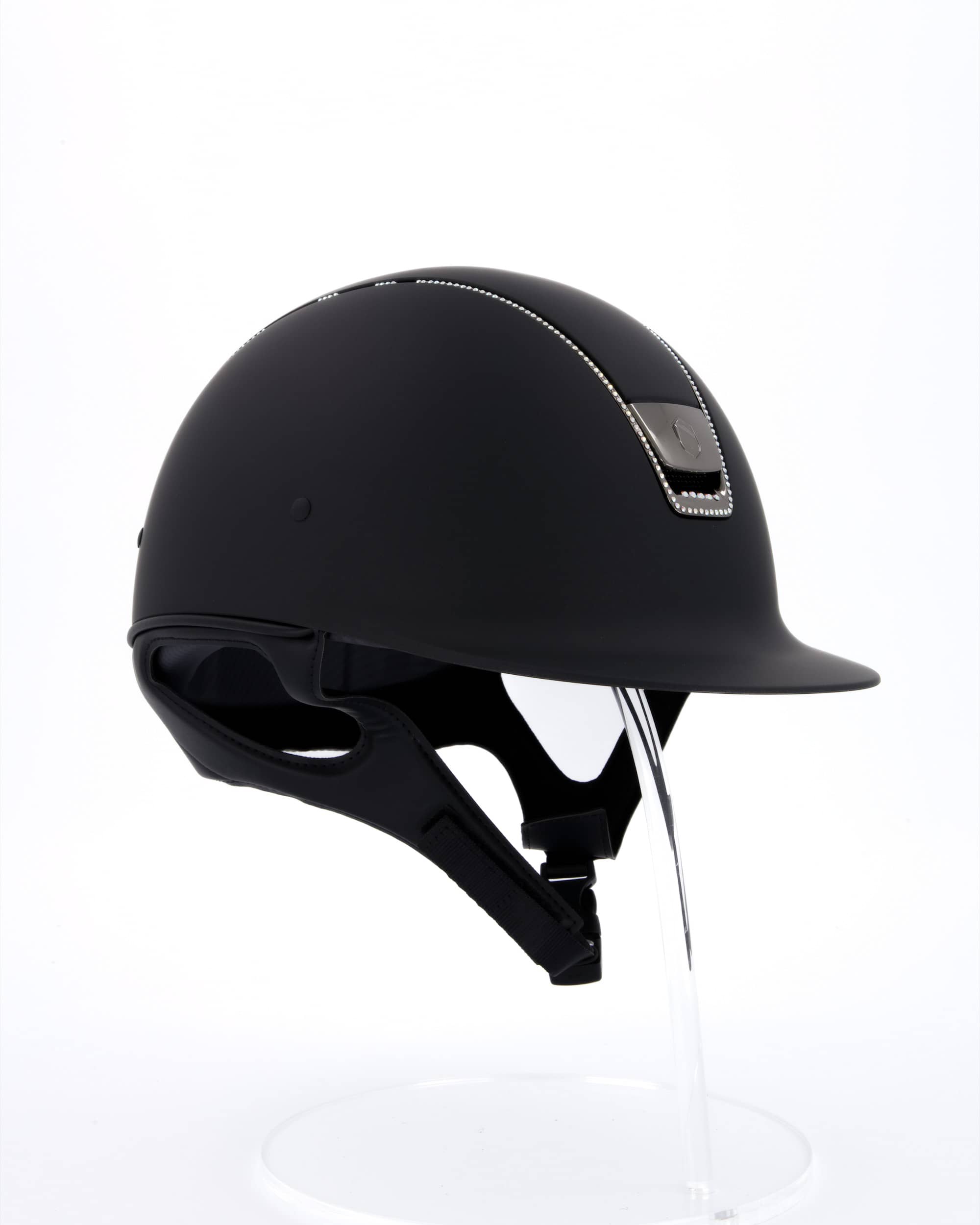 Riding helmet Shadowmatt Chrome black with 255 Swarovski stones Holographic in black