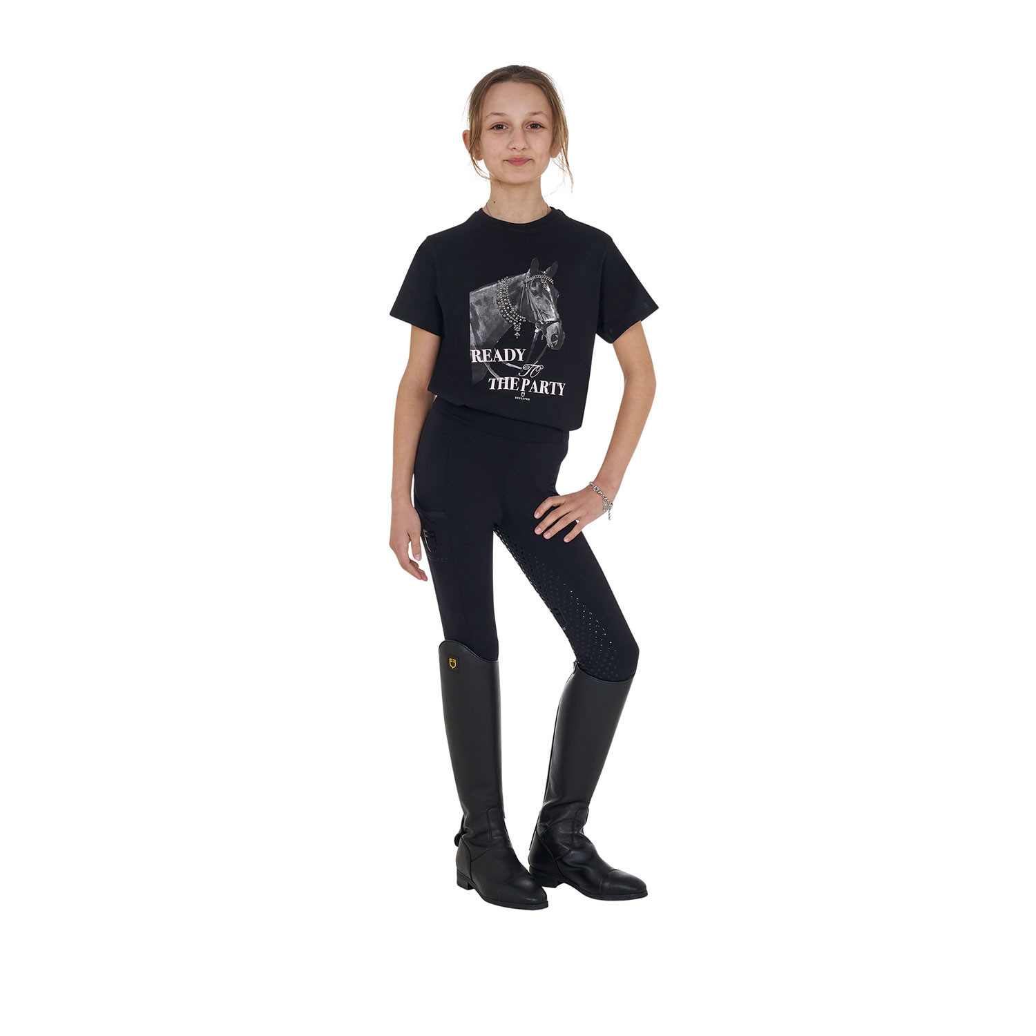 Mädchen-Baumwoll-T-Shirt Ready To The Party mit Strasssteinen