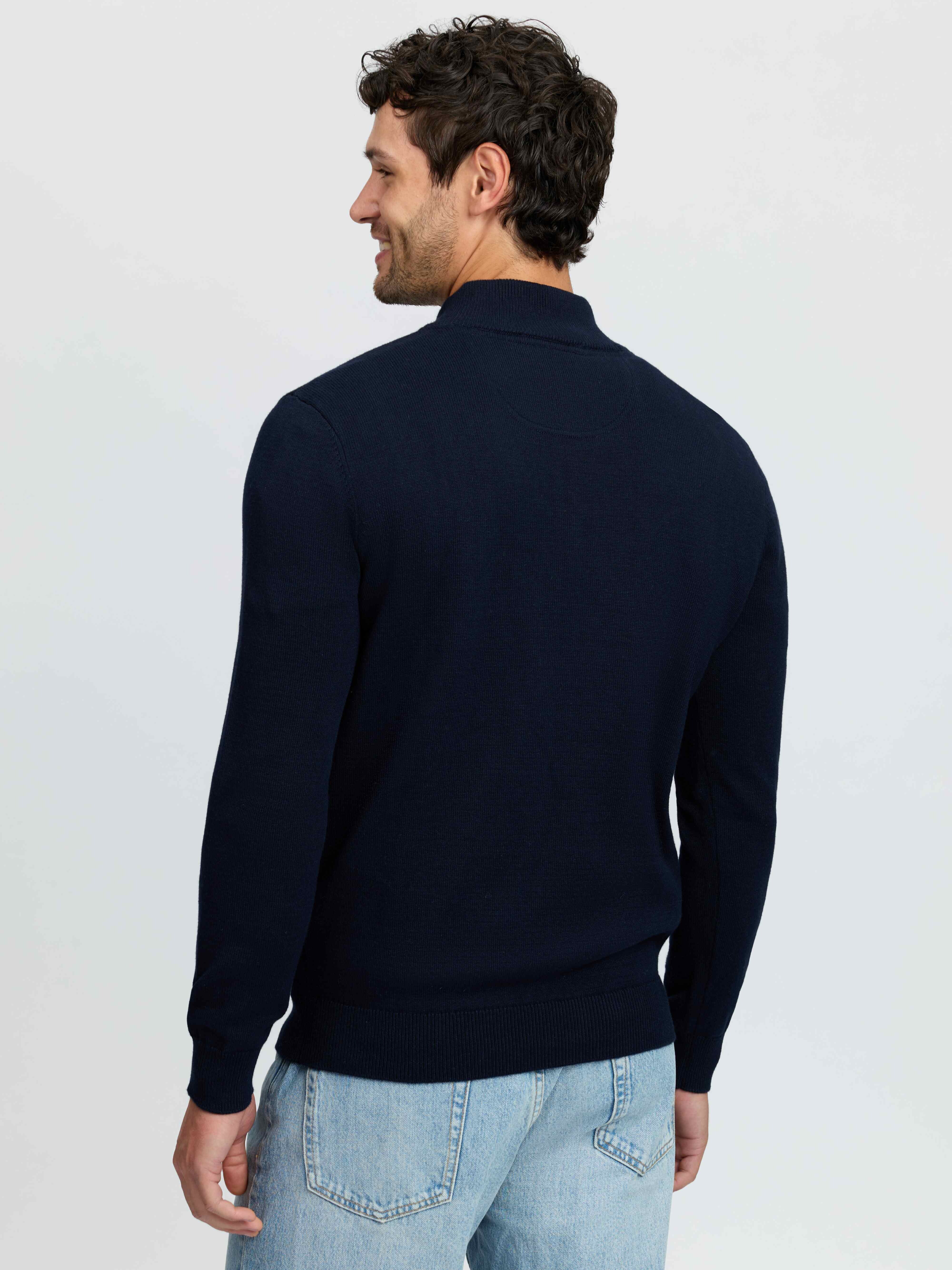 Herren Strickpullover mit Viertelreißverschluss